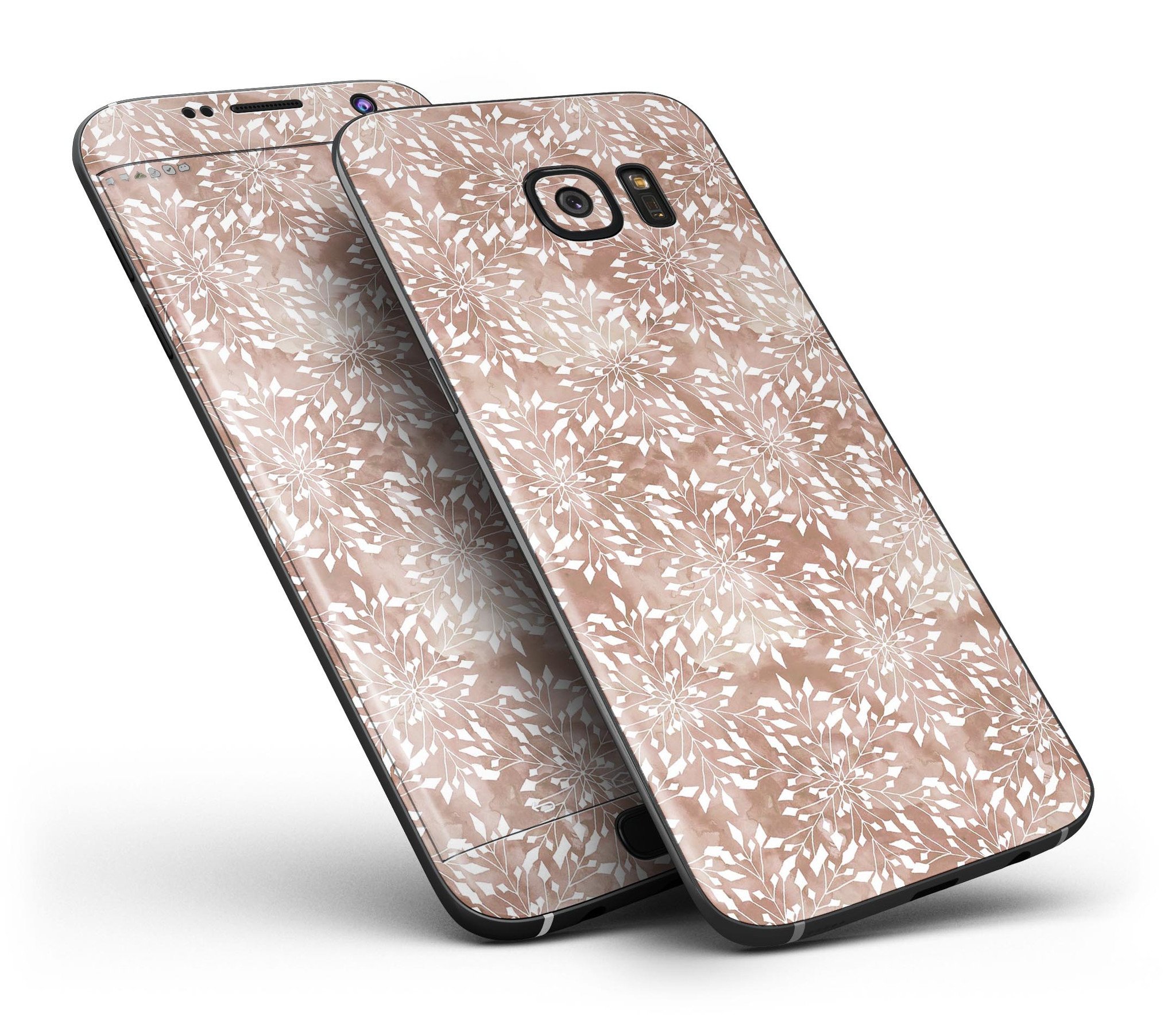 Brown and white fractal pattern skin kit for Samsung Galaxy S7 and S7 Edge, showcasing a stylish design that fits perfectly on the device.