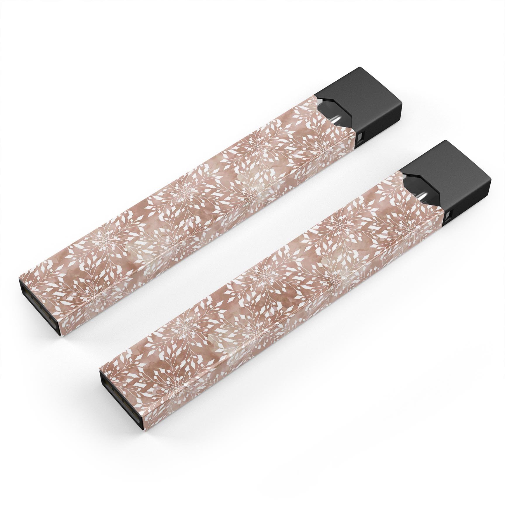 Brown and white fractal pattern skin wrap for JUUL vaping device, showcasing its unique design and protective features.