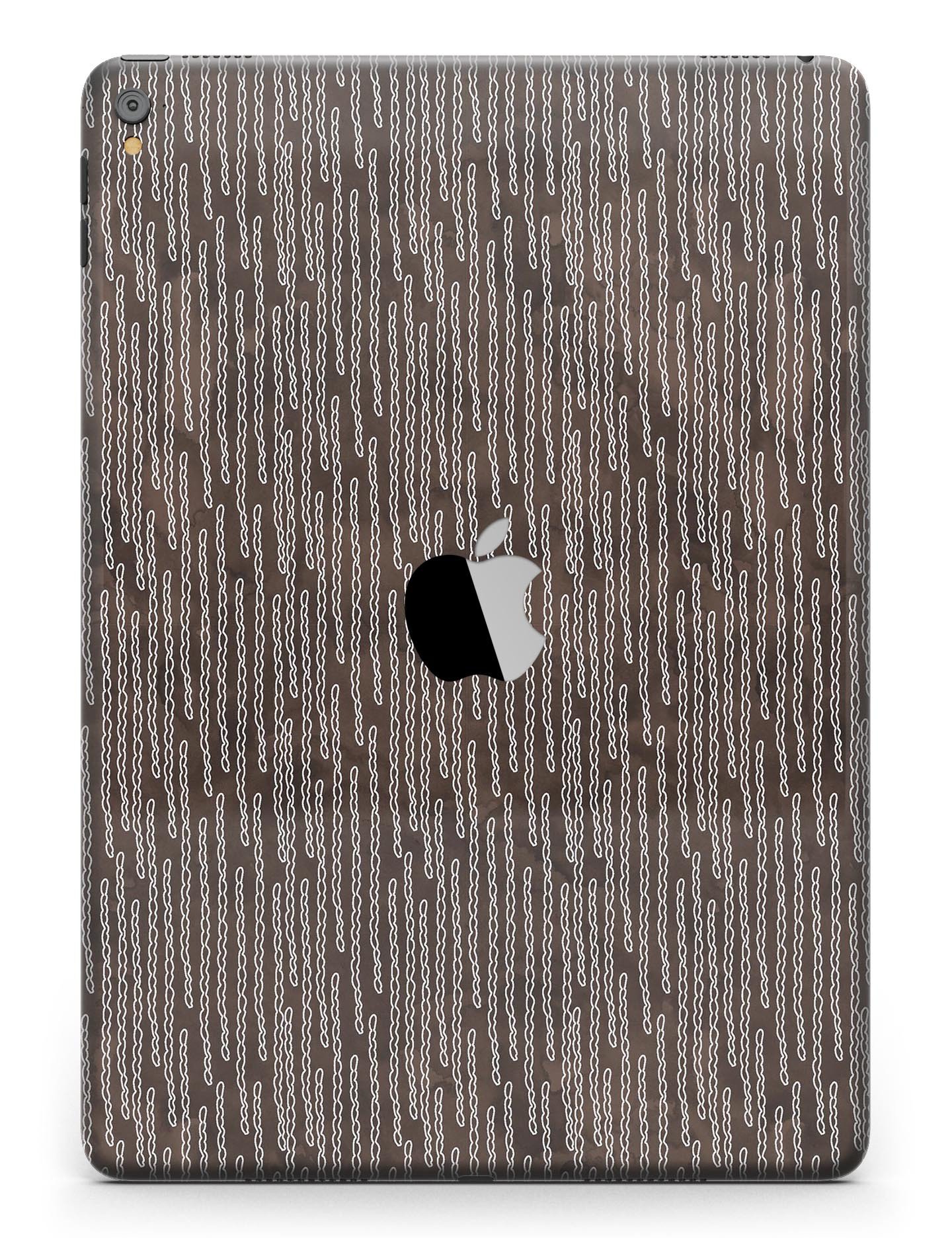 Brown and white watercolor squiggles skin for iPad Pro, showcasing vibrant colors and artistic design.