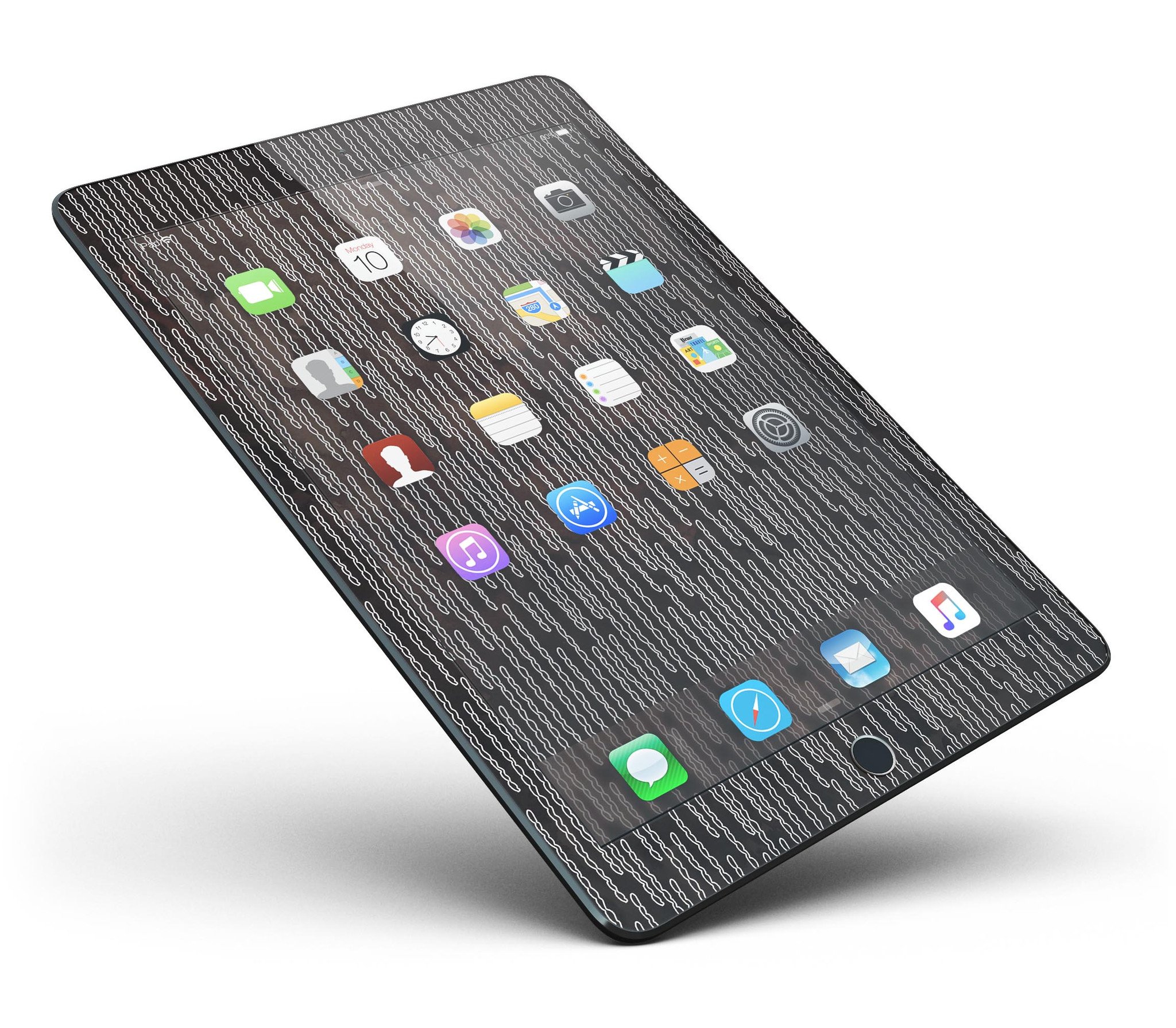 Brown and white watercolor squiggles skin for iPad Pro, showcasing vibrant colors and artistic design.