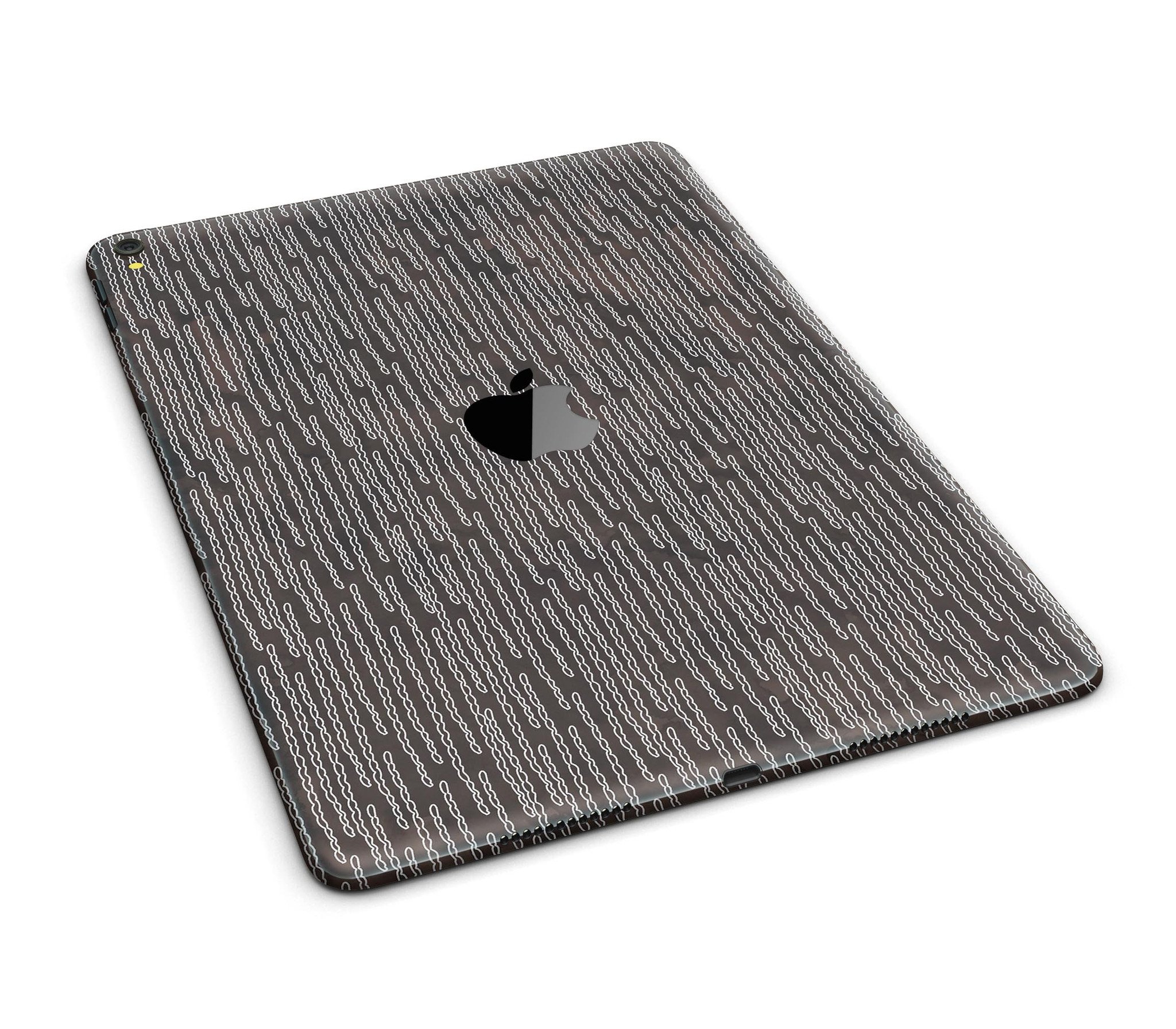 Brown and white watercolor squiggles skin for iPad Pro, showcasing vibrant colors and artistic design.