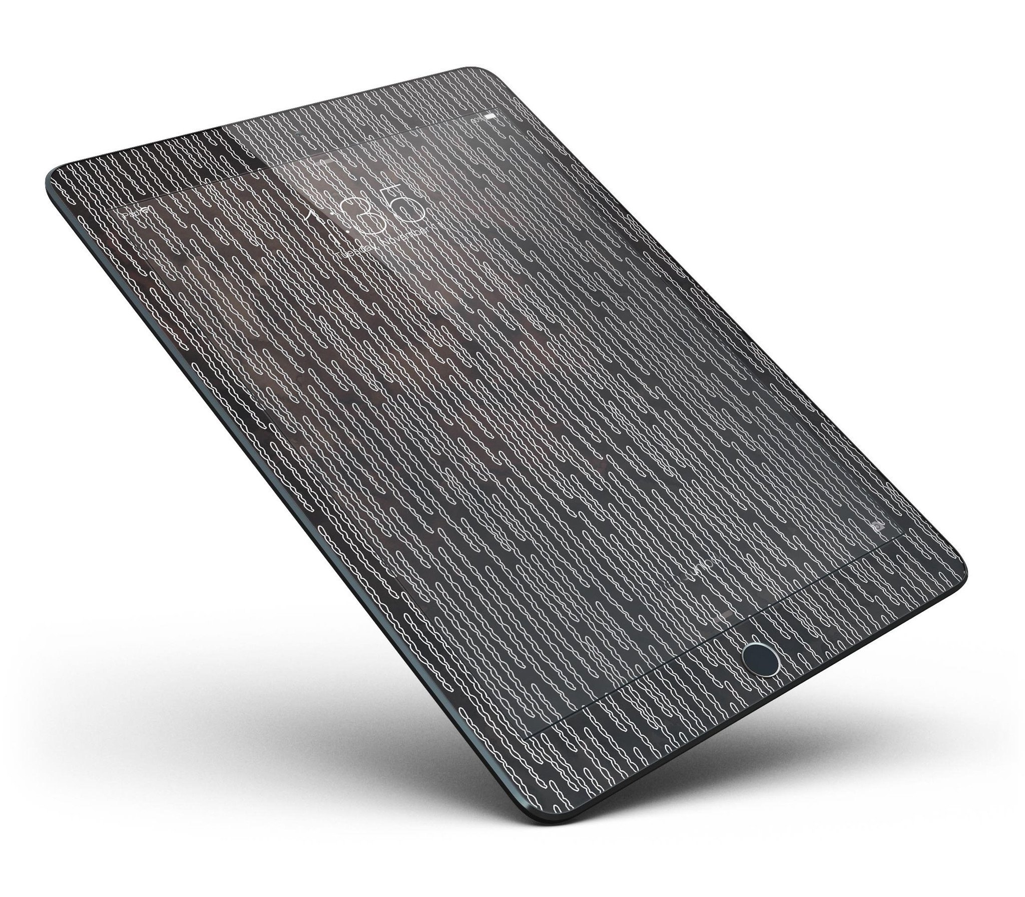 Brown and white watercolor squiggles skin for iPad Pro, showcasing vibrant colors and artistic design.