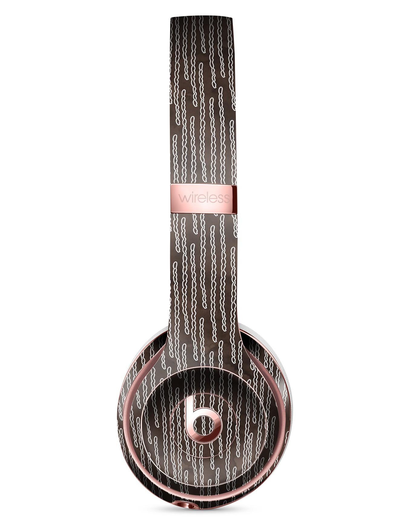 Brown and white watercolor squiggles skin kit for Beats by Dre Solo 3 Wireless headphones, showcasing vibrant design and premium vinyl material.