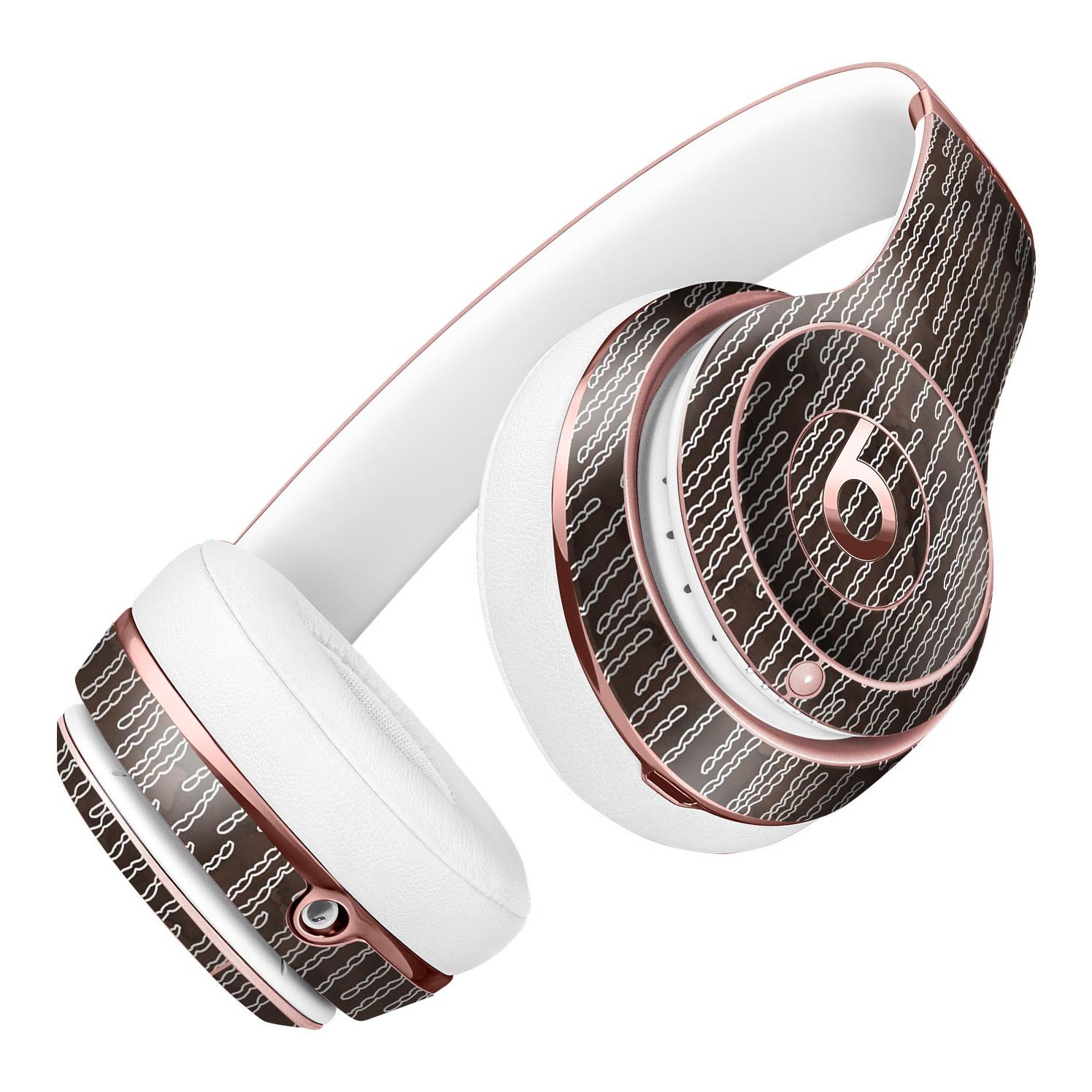 Brown and white watercolor squiggles skin kit for Beats by Dre Solo 3 Wireless headphones, showcasing vibrant design and premium vinyl material.