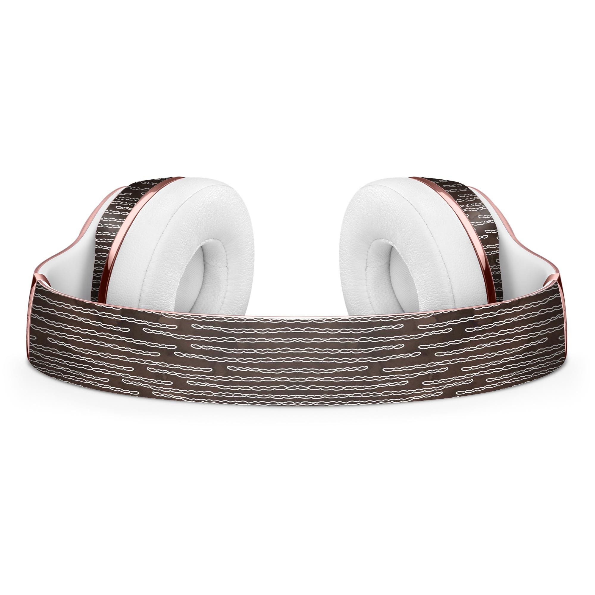 Brown and white watercolor squiggles skin kit for Beats by Dre Solo 3 Wireless headphones, showcasing vibrant design and premium vinyl material.