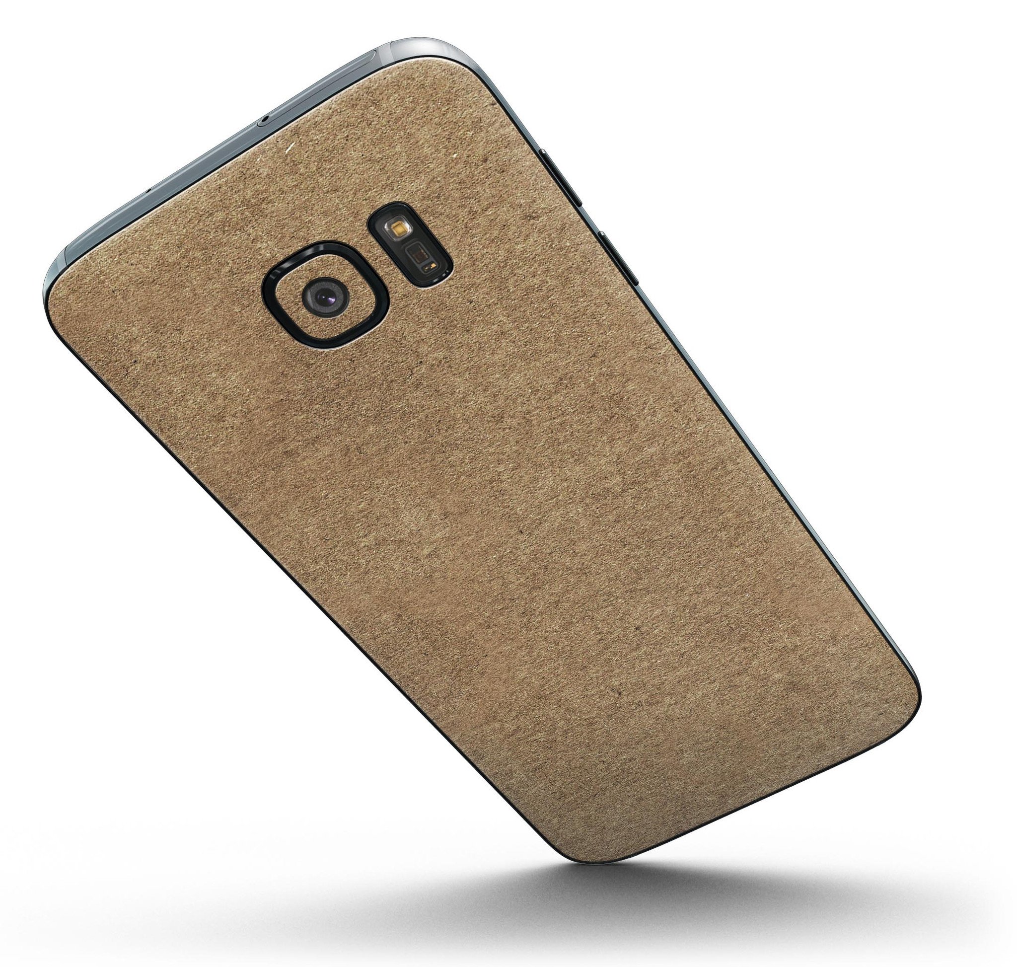 Brown Cork Surface Skin-Kit for Samsung Galaxy S7, showcasing a stylish cork design with a full-body wrap.