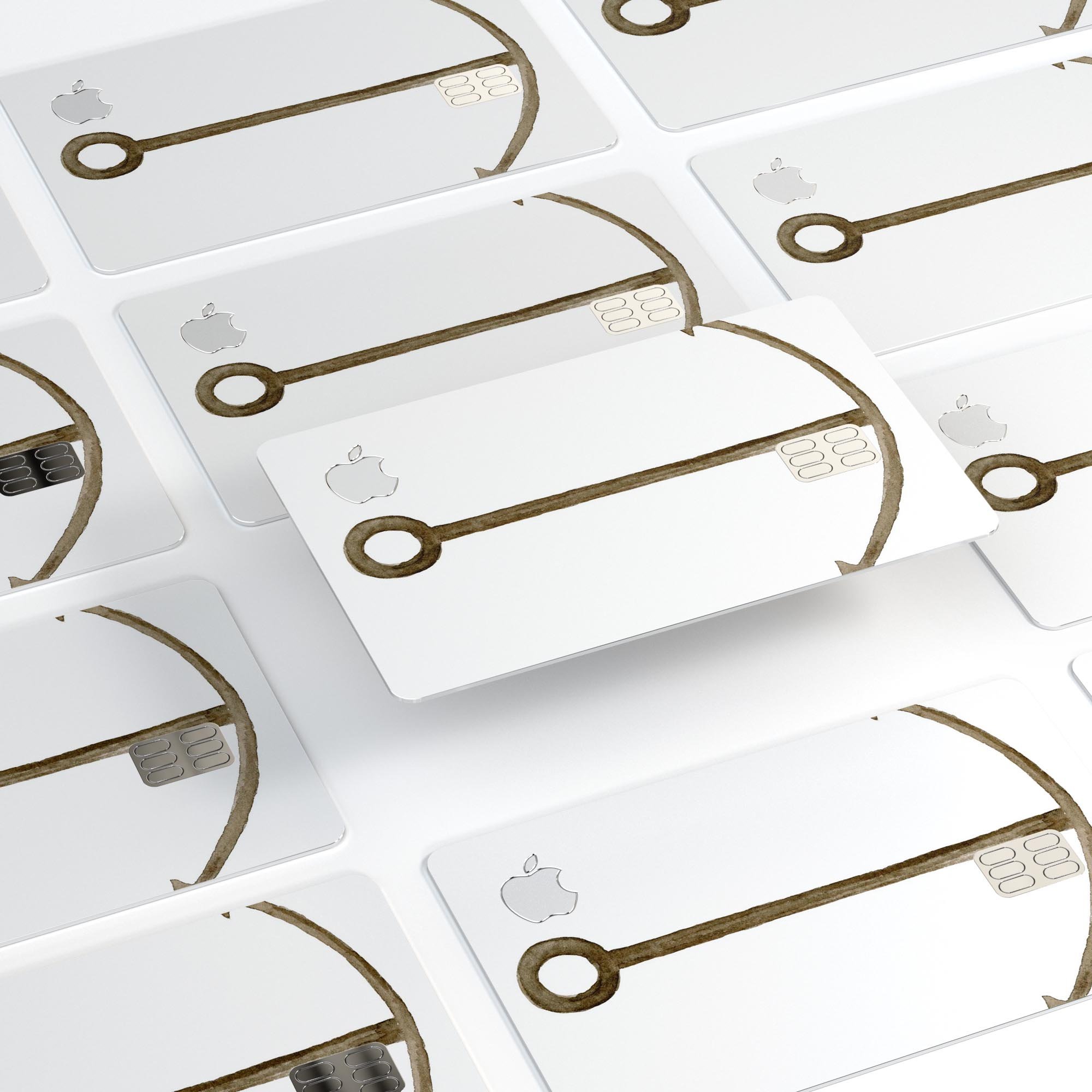 Brown rusted watercolored anchor decal skin for Apple Card, showcasing a unique design with premium protective features.