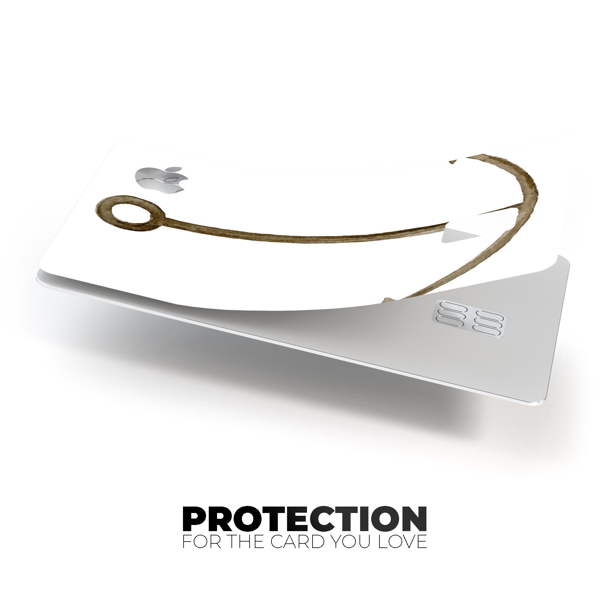 Brown rusted watercolored anchor decal skin for Apple Card, showcasing a unique design with premium protective features.