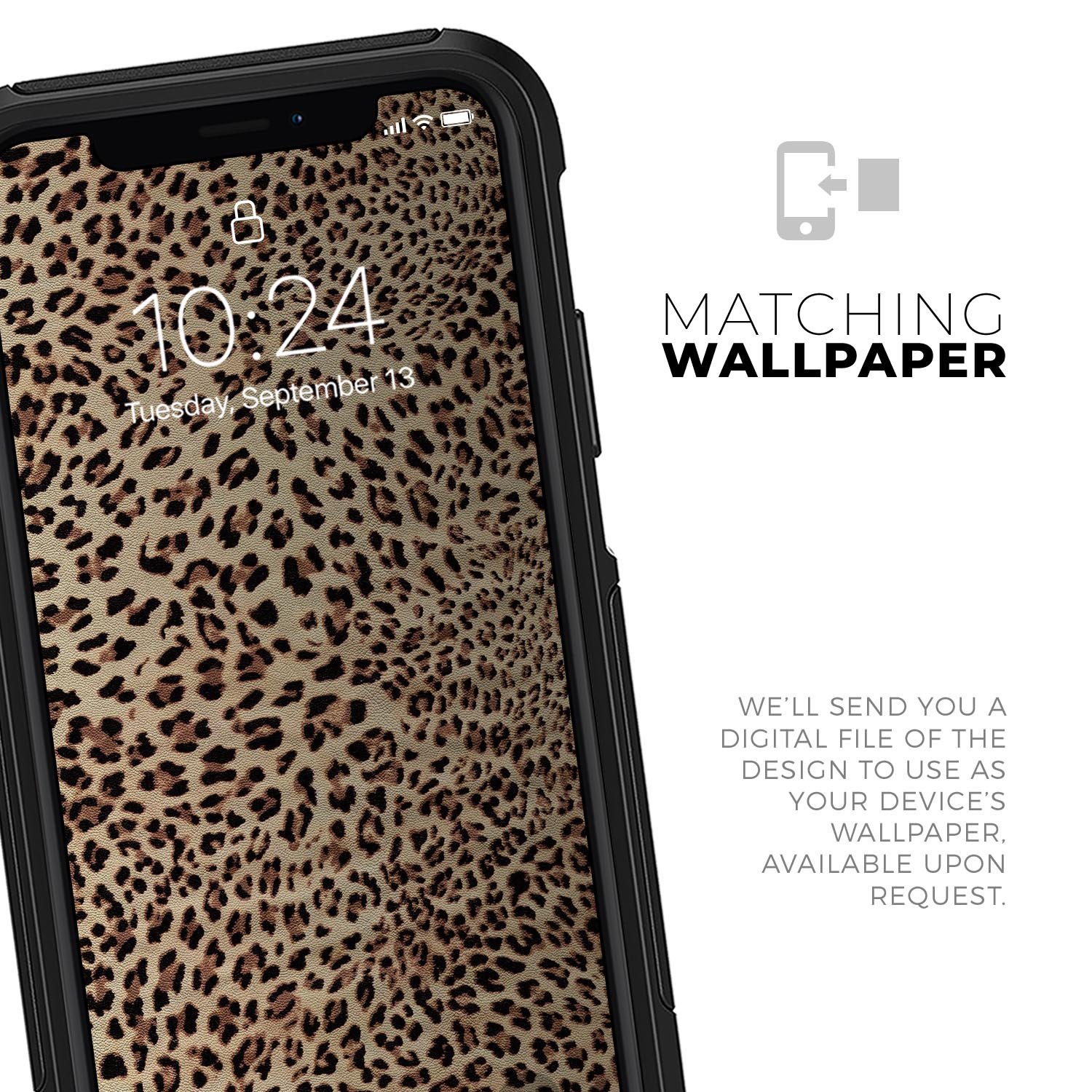 Brown Vector Leopard Print Skin Kit for iPhone OtterBox Cases, showcasing a stylish leopard pattern on a sleek surface.