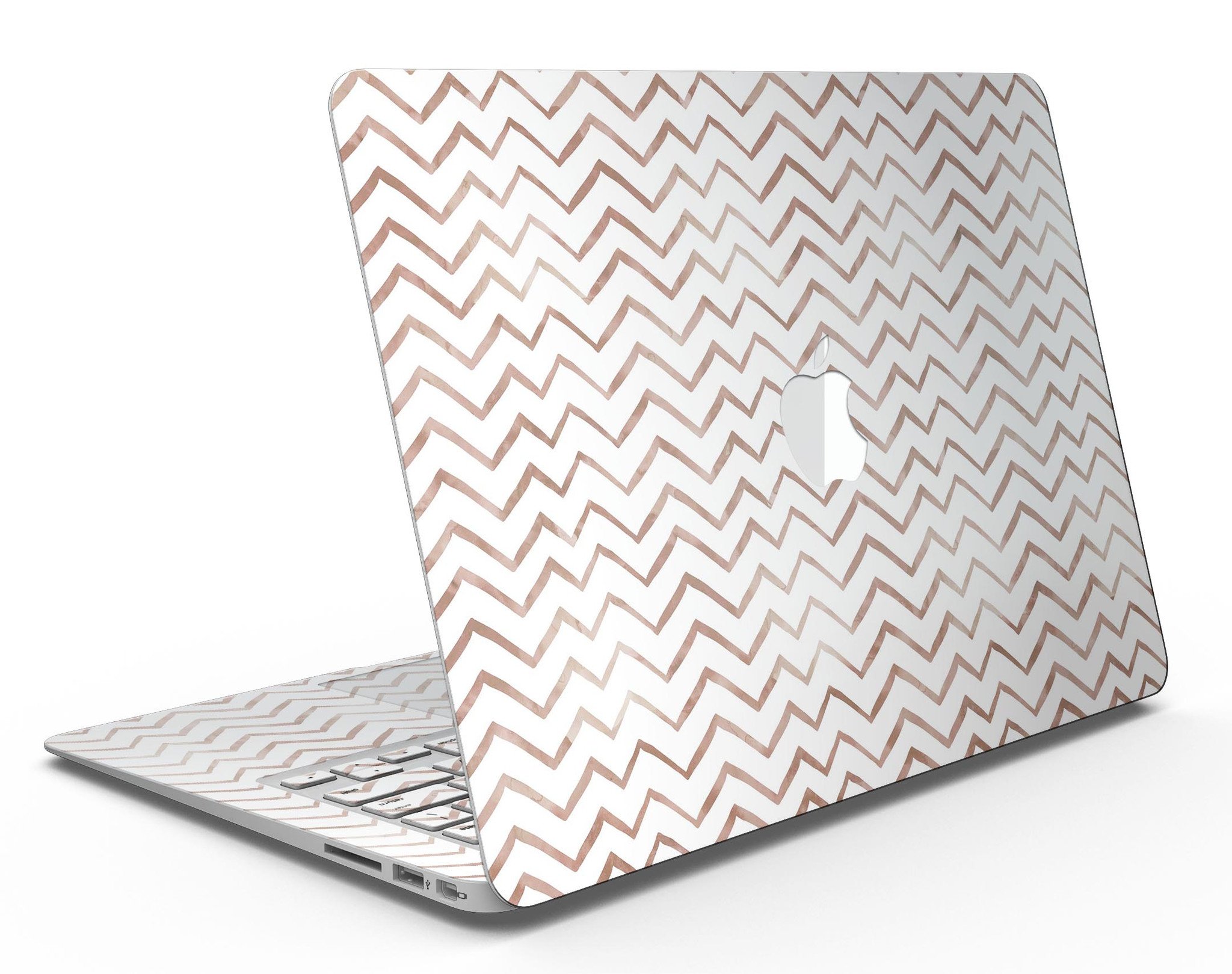 Brown Watercolor Chevron MacBook Air Skin Kit showcasing a stylish design with premium vinyl material.