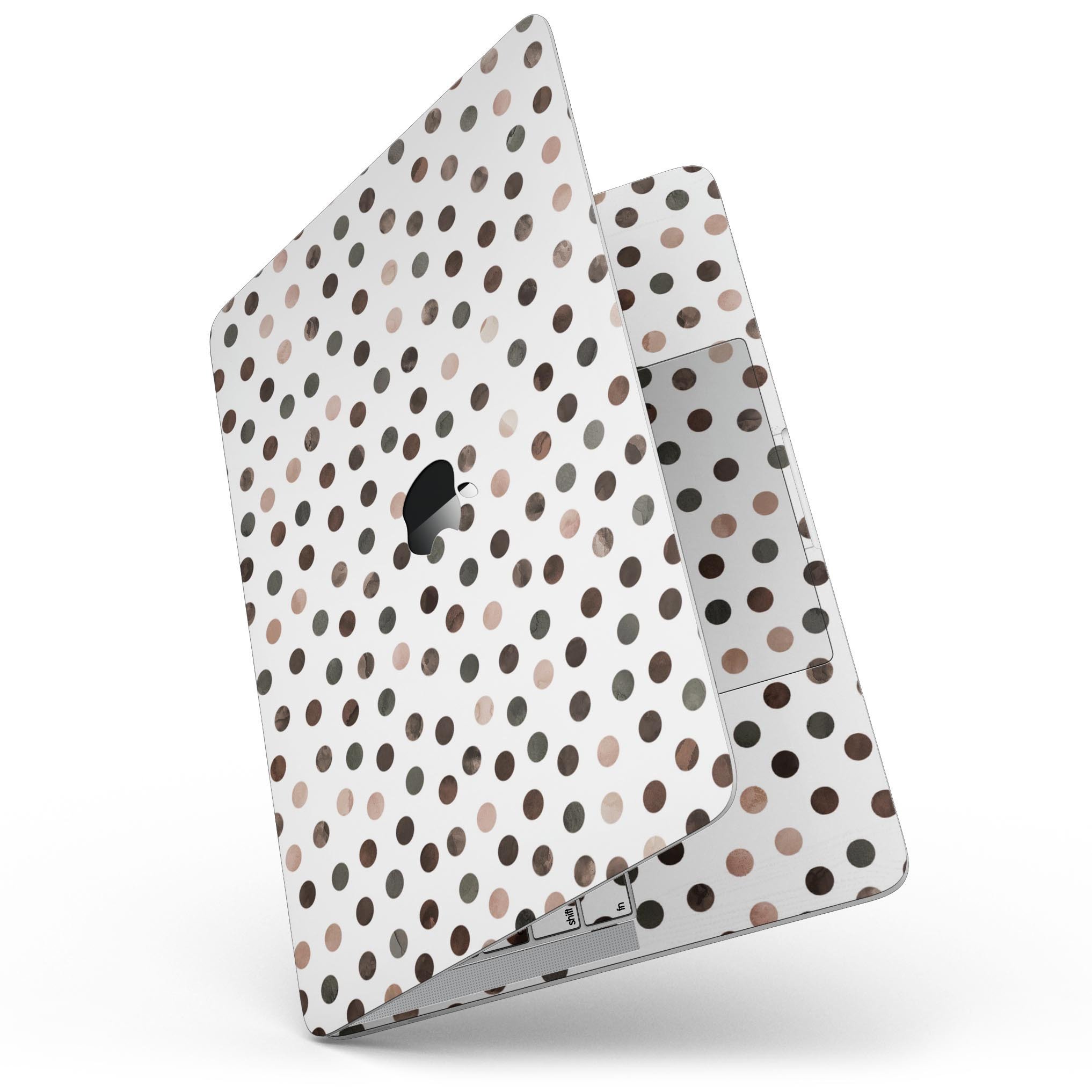Brown Watercolor Dots skin for 13" MacBook Pro without Touch Bar, showcasing a stylish design on a sleek device.
