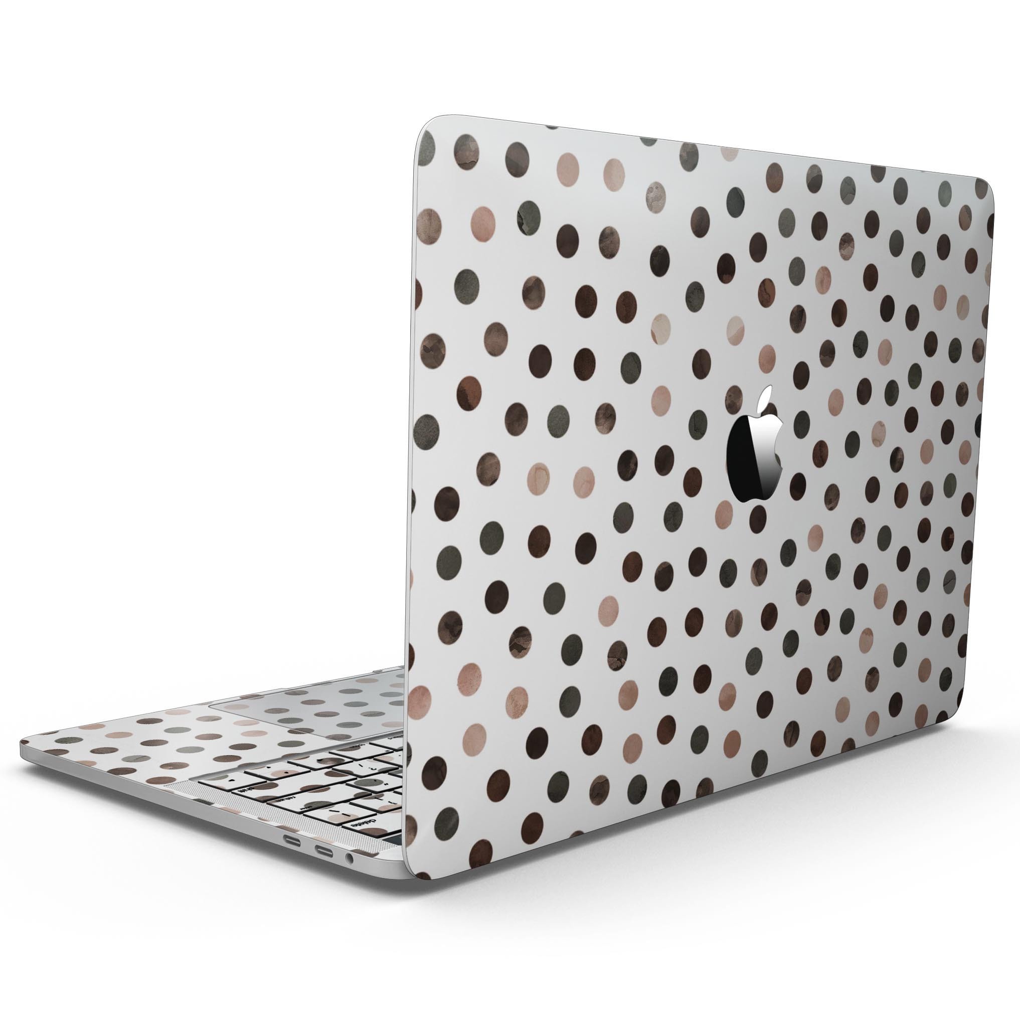 Brown Watercolor Dots skin for 13" MacBook Pro without Touch Bar, showcasing a stylish design on a sleek device.