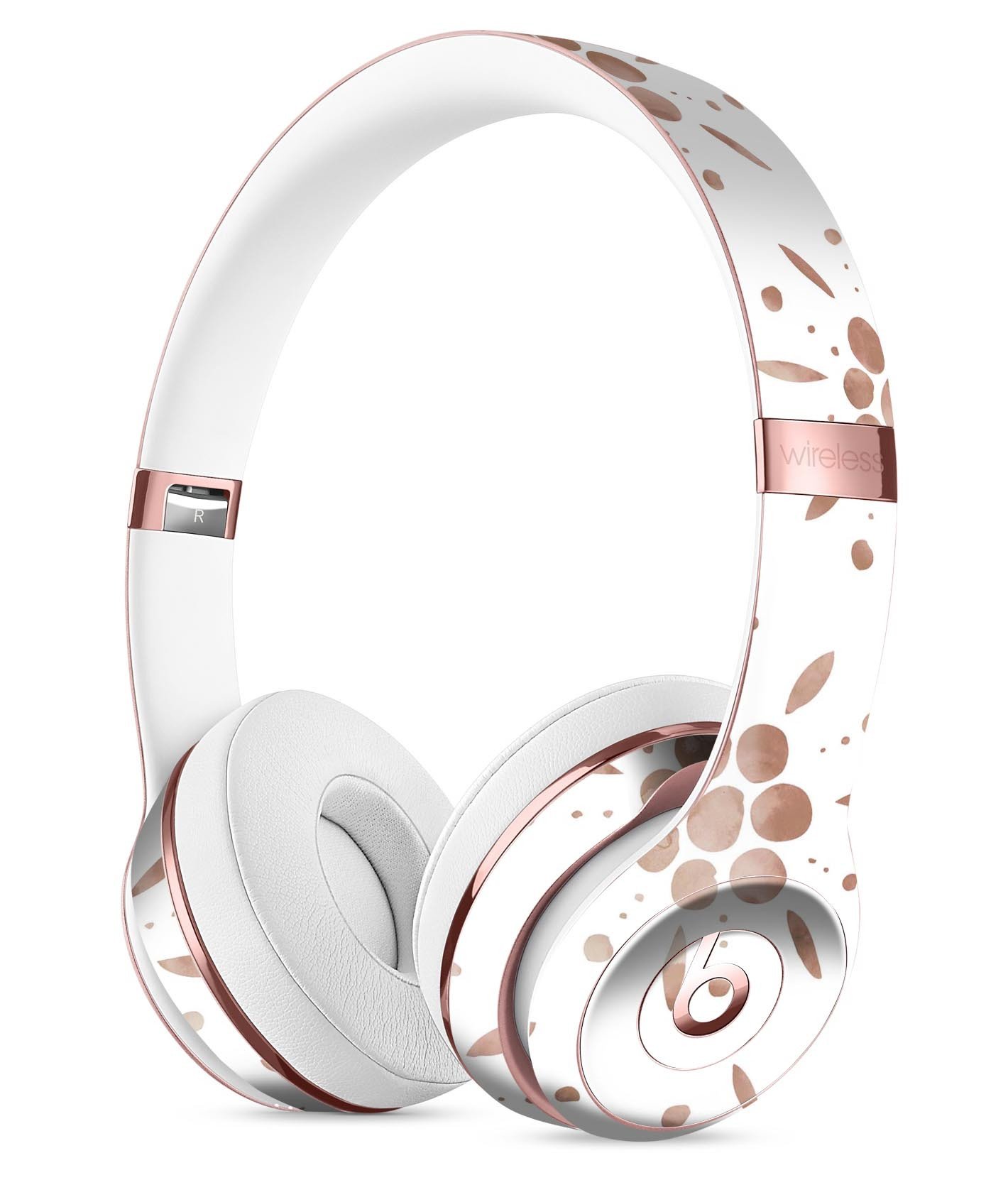Brown Watercolor Flowers V1 Skin Kit for Beats by Dre Solo 3 Wireless Headphones, showcasing a vibrant floral design.