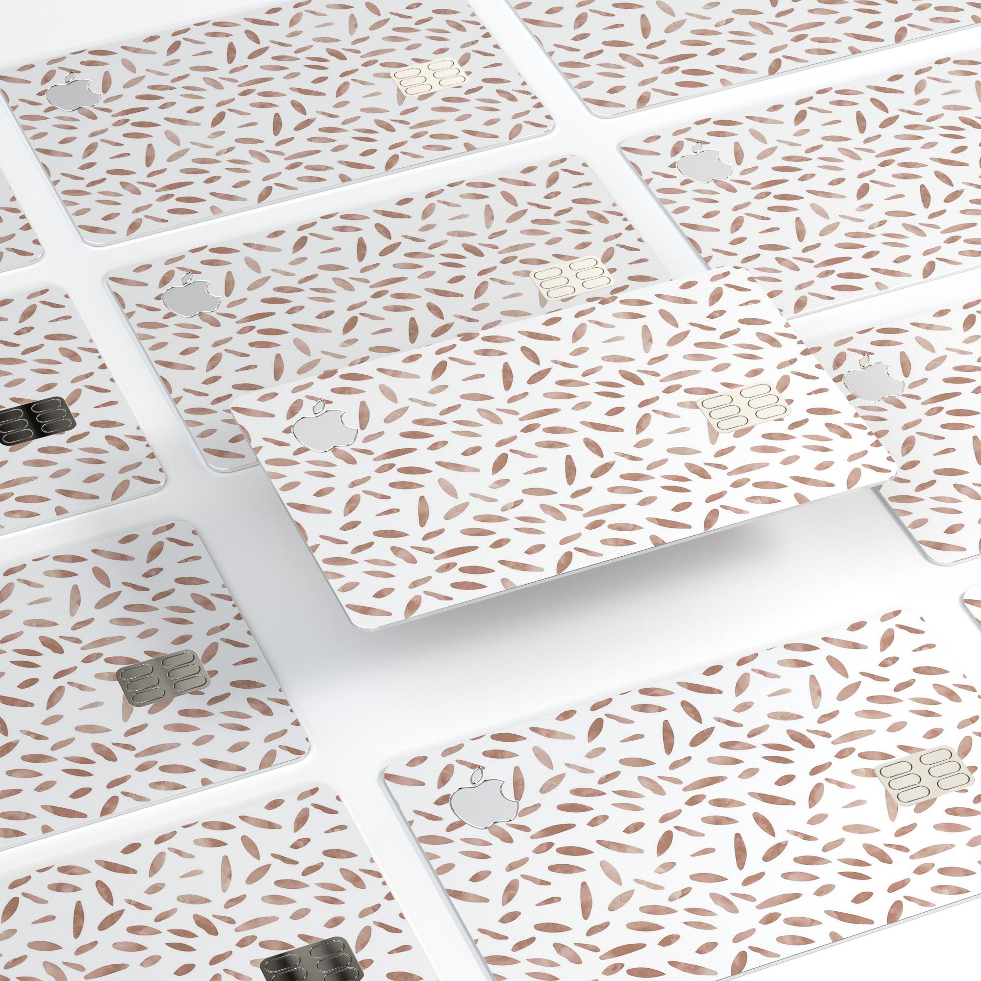 Brown Watercolor Pedals decal skin for Apple Card, showcasing a stylish design with premium protective features.