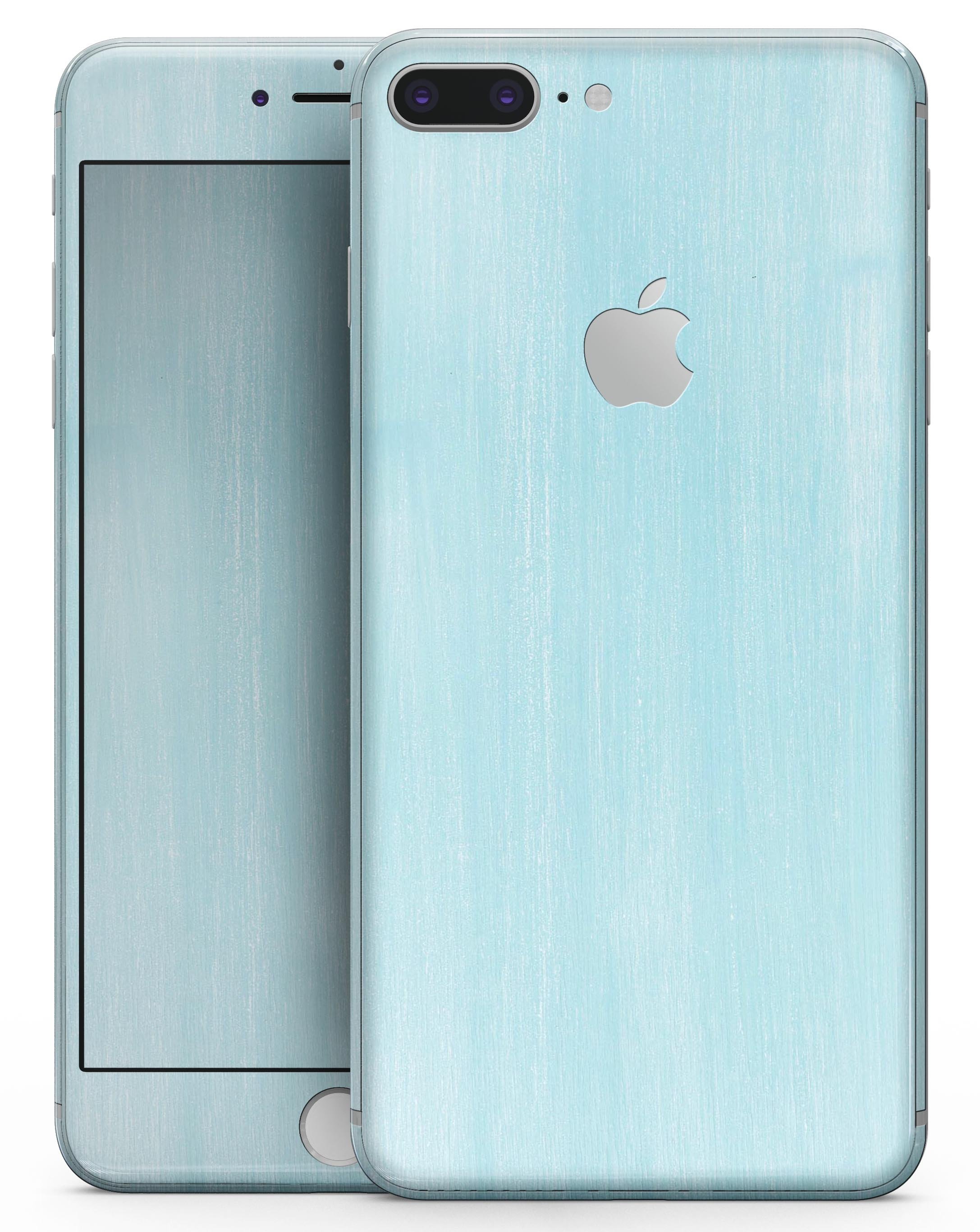 Brushed Aqua Surface Skin-Kit for iPhone 8 and 8 Plus, showcasing a stylish aqua design on a sleek device.