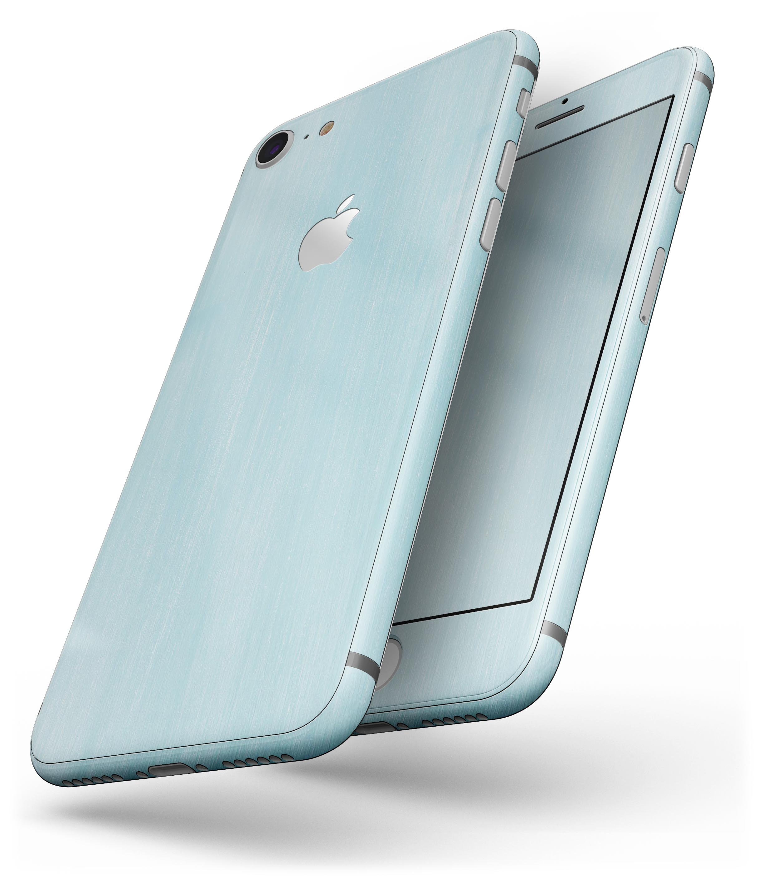 Brushed Aqua Surface Skin-Kit for iPhone 8 and 8 Plus, showcasing a stylish aqua design on a sleek device.