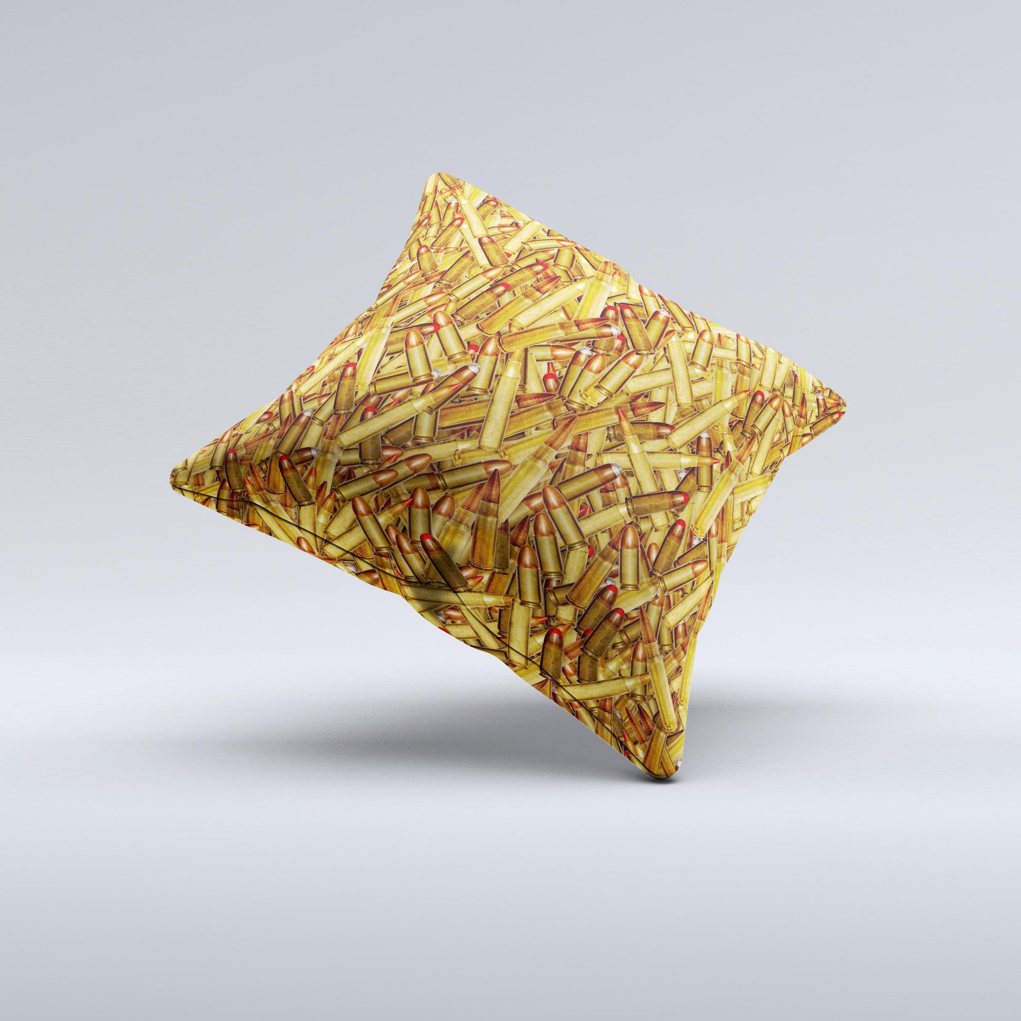 A handcrafted Bullets Overlay Ink-Fuzed Decorative Throw Pillow featuring unique designs and high-quality fabric, perfect for home decor.