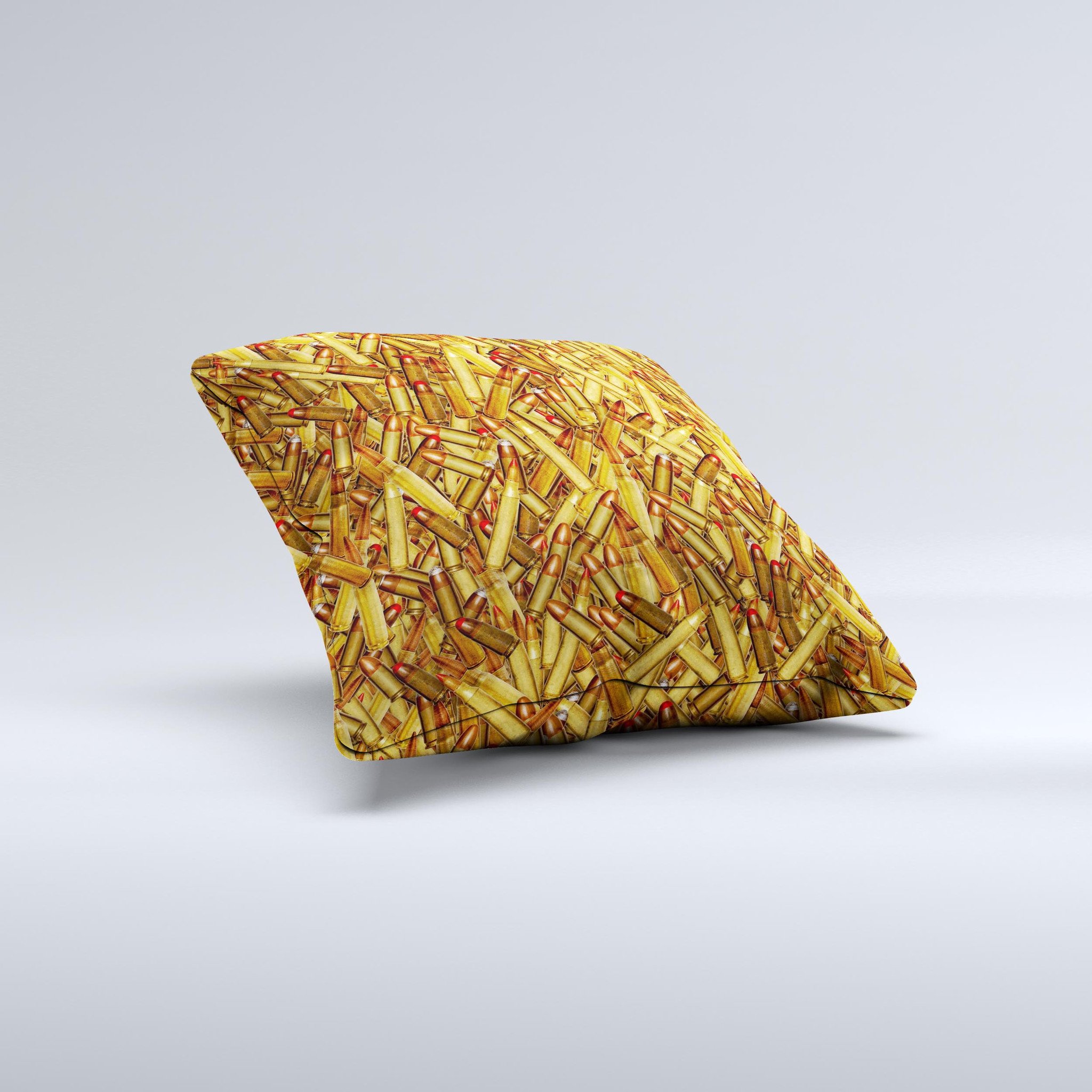 A handcrafted Bullets Overlay Ink-Fuzed Decorative Throw Pillow featuring unique designs and high-quality fabric, perfect for home decor.