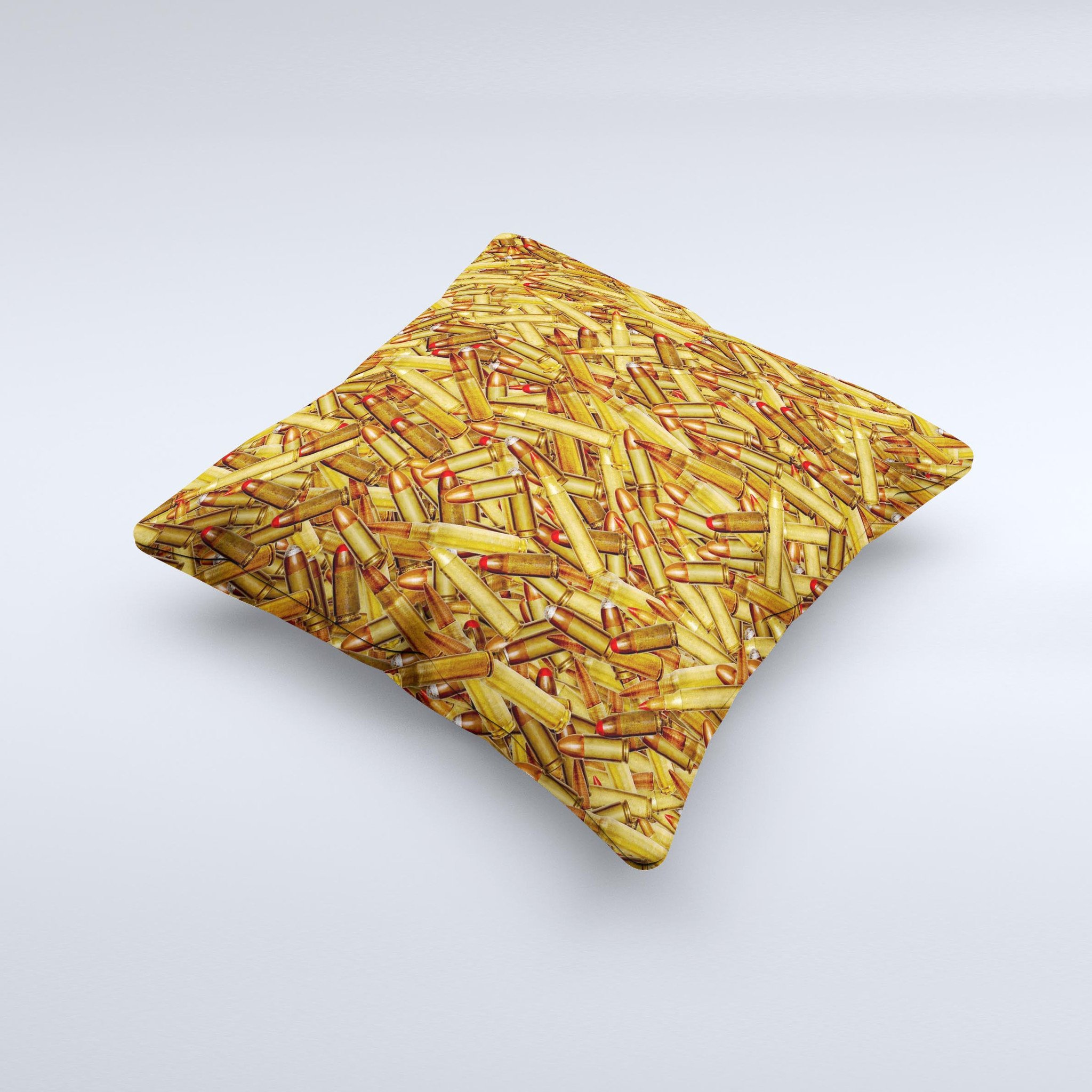 A handcrafted Bullets Overlay Ink-Fuzed Decorative Throw Pillow featuring unique designs and high-quality fabric, perfect for home decor.