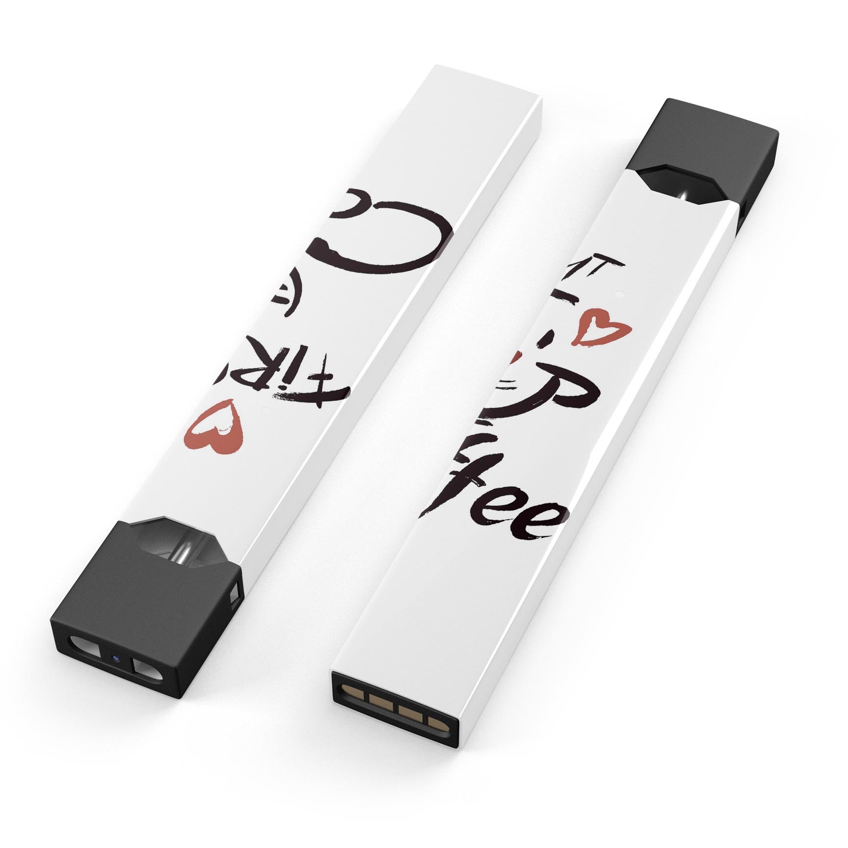 But First Coffee premium decal skin-wrap sticker designed for JUUL vaping device, showcasing vibrant coffee-themed graphics.