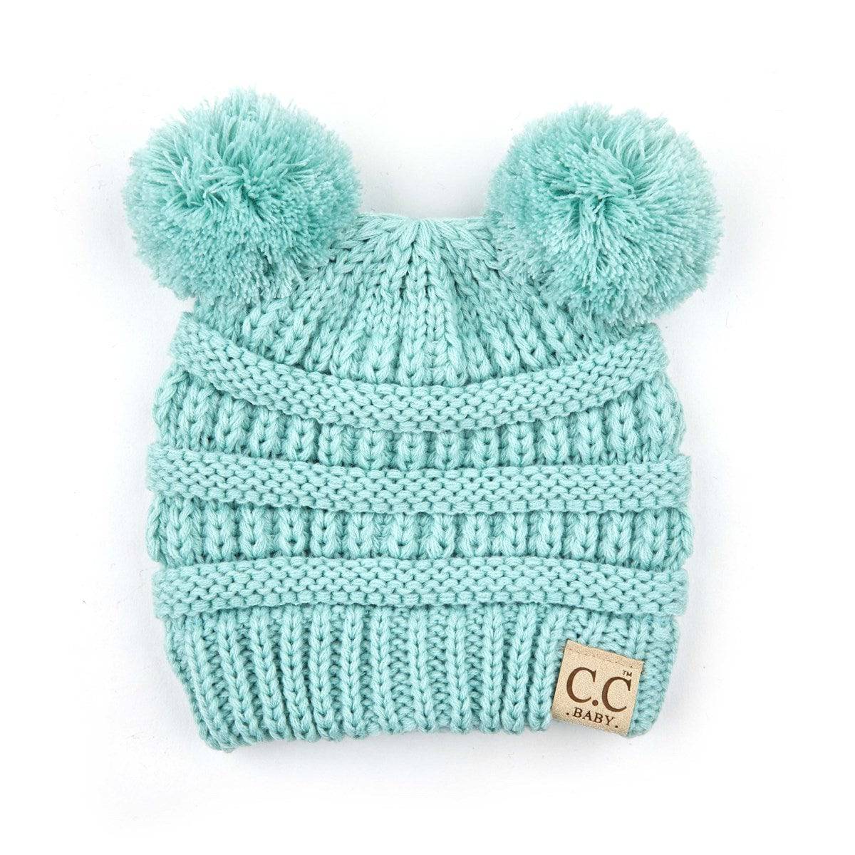CC Baby and Kids Toddler Pom Pom Beanie Winter Snow Hats in vibrant colors with a yarn pom on top, perfect for keeping toddlers warm.