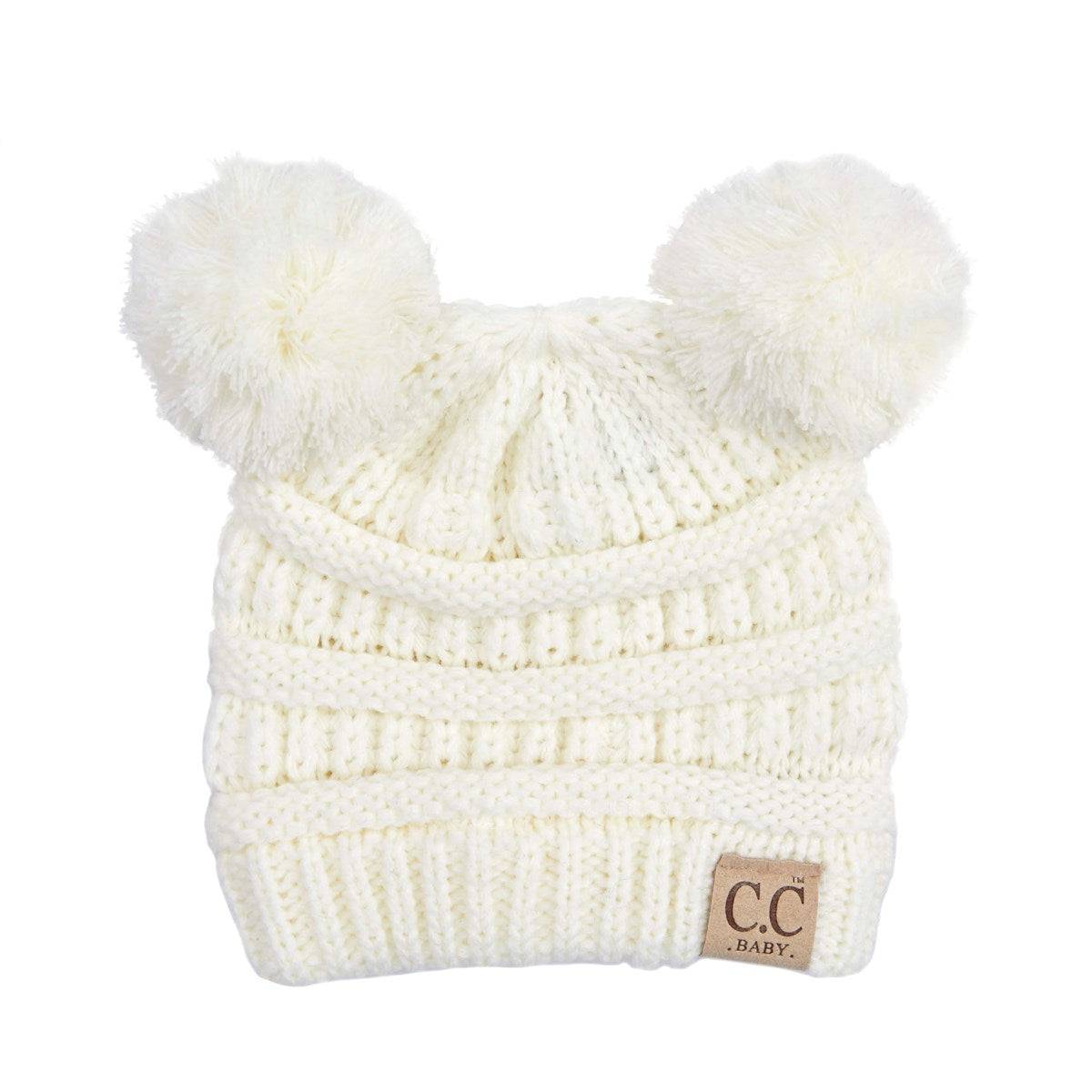 CC Baby and Kids Toddler Pom Pom Beanie Winter Snow Hats in vibrant colors with a yarn pom on top, perfect for keeping toddlers warm.