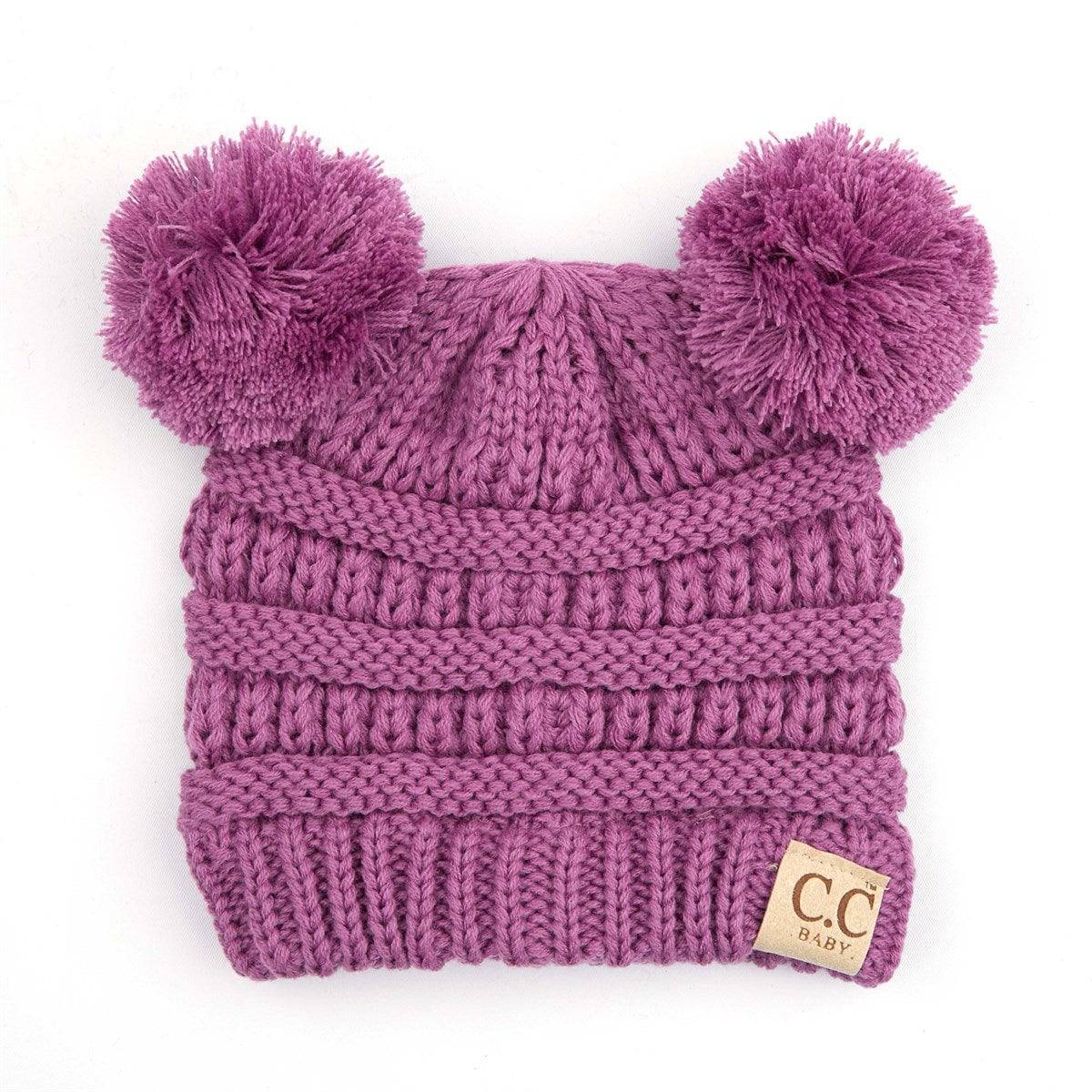 CC Baby and Kids Toddler Pom Pom Beanie Winter Snow Hats in vibrant colors with a yarn pom on top, perfect for keeping toddlers warm.