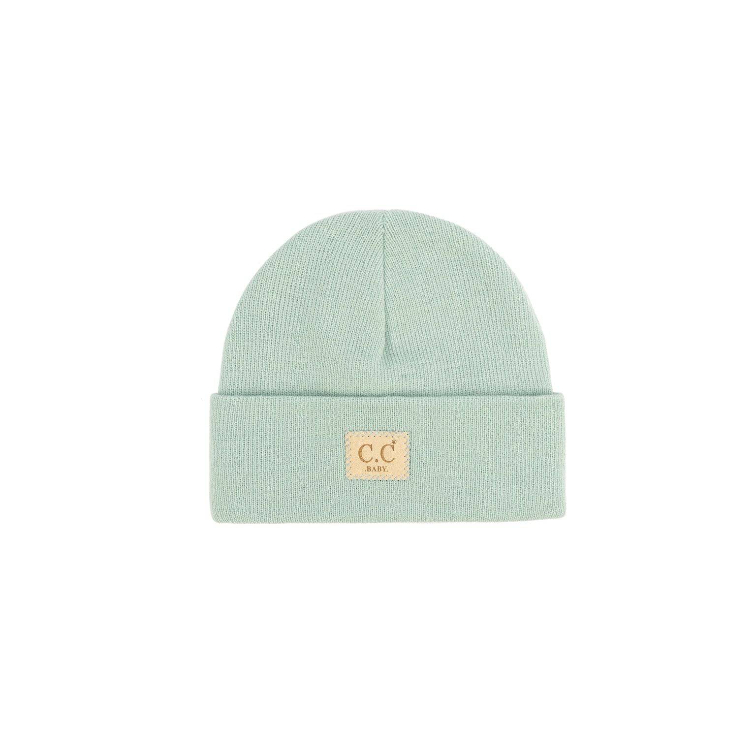CC Baby Classic Unisex Ribbed Beanie Hats in various colors, showcasing the ribbed texture and C.C branding.