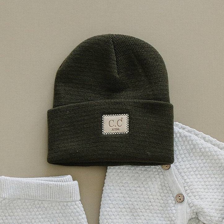 CC Baby Classic Unisex Ribbed Beanie Hats in various colors, showcasing the ribbed texture and C.C branding.