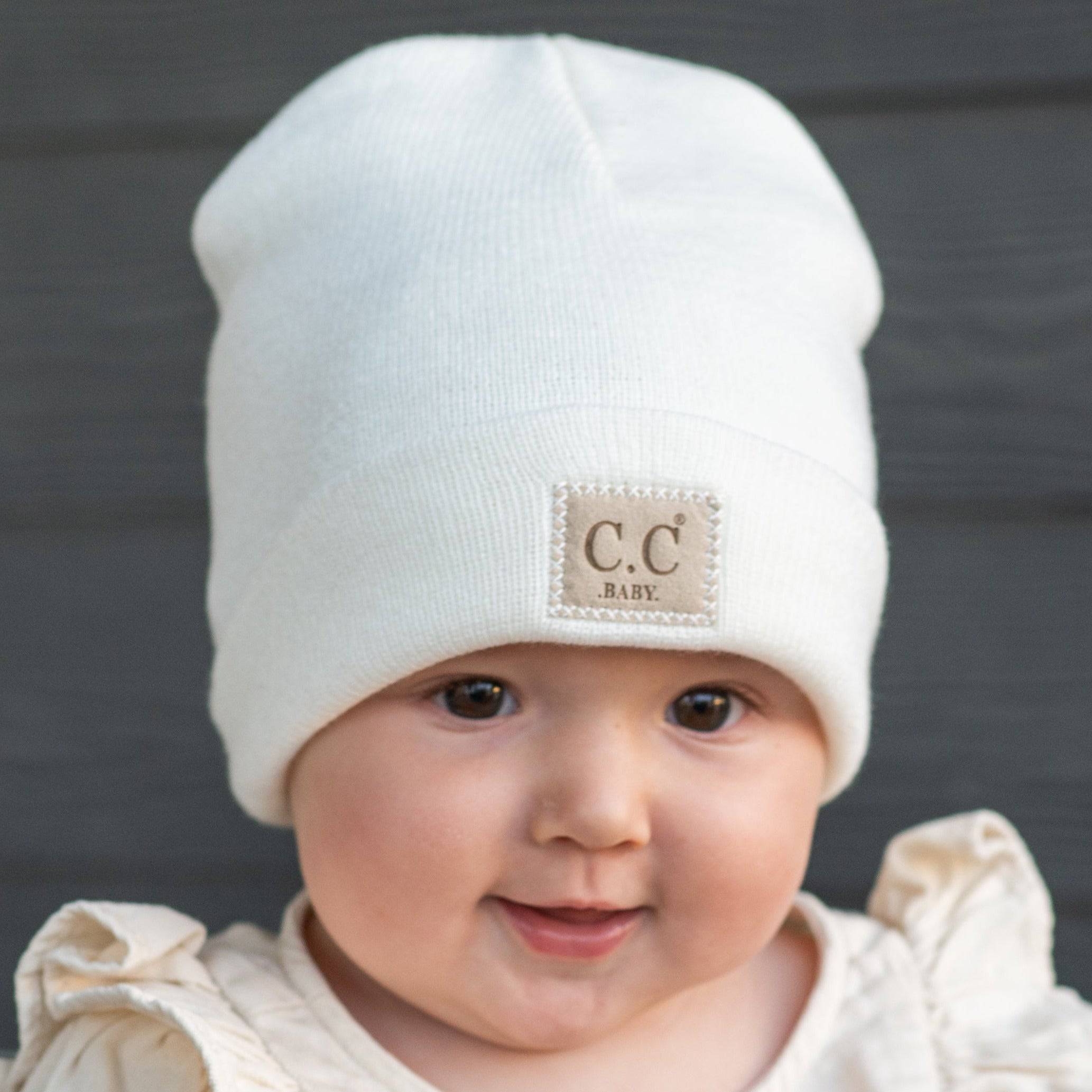 CC Baby Classic Unisex Ribbed Beanie Hats in various colors, showcasing the ribbed texture and C.C branding.