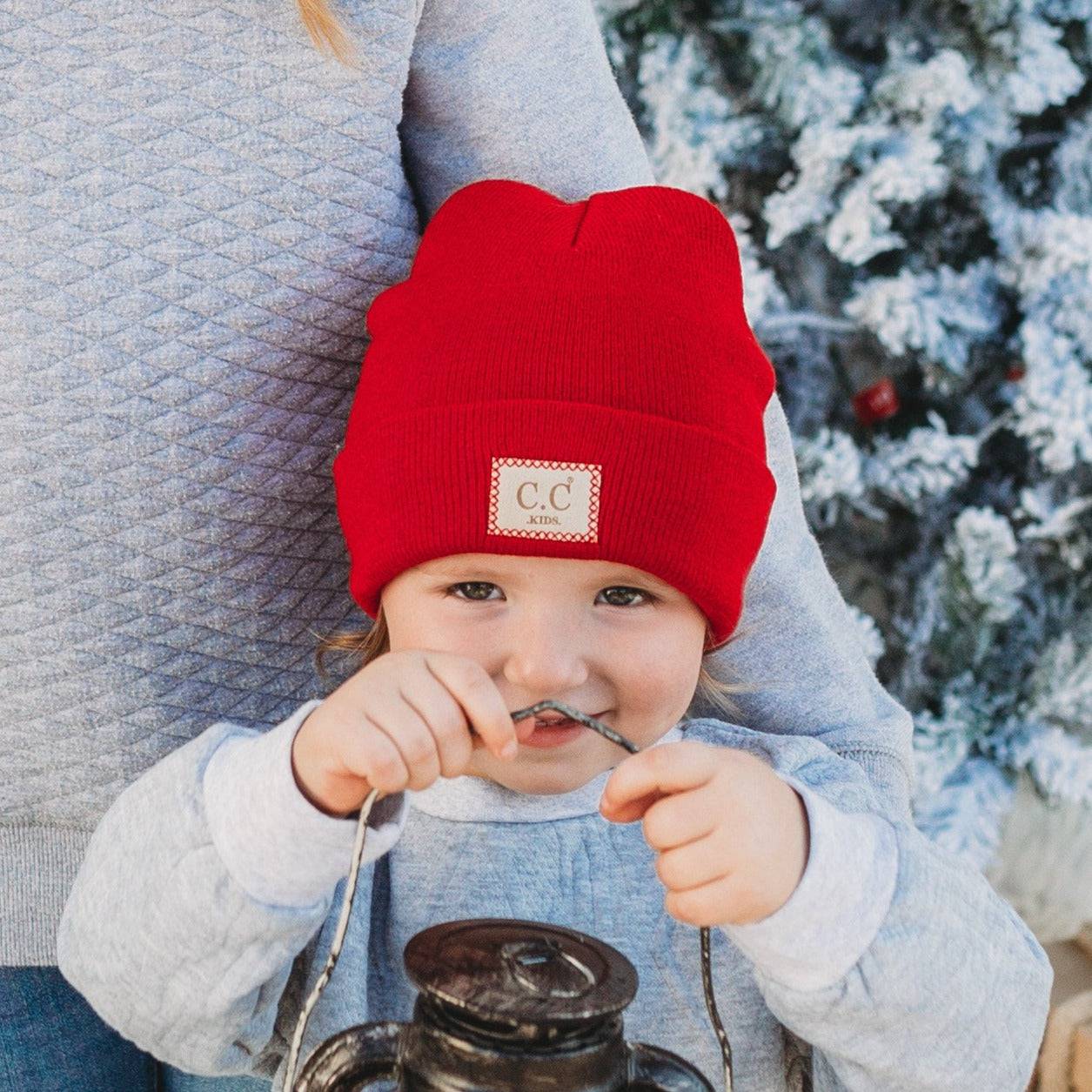 CC Baby Classic Unisex Ribbed Beanie Hats in various colors, showcasing the ribbed texture and C.C branding.