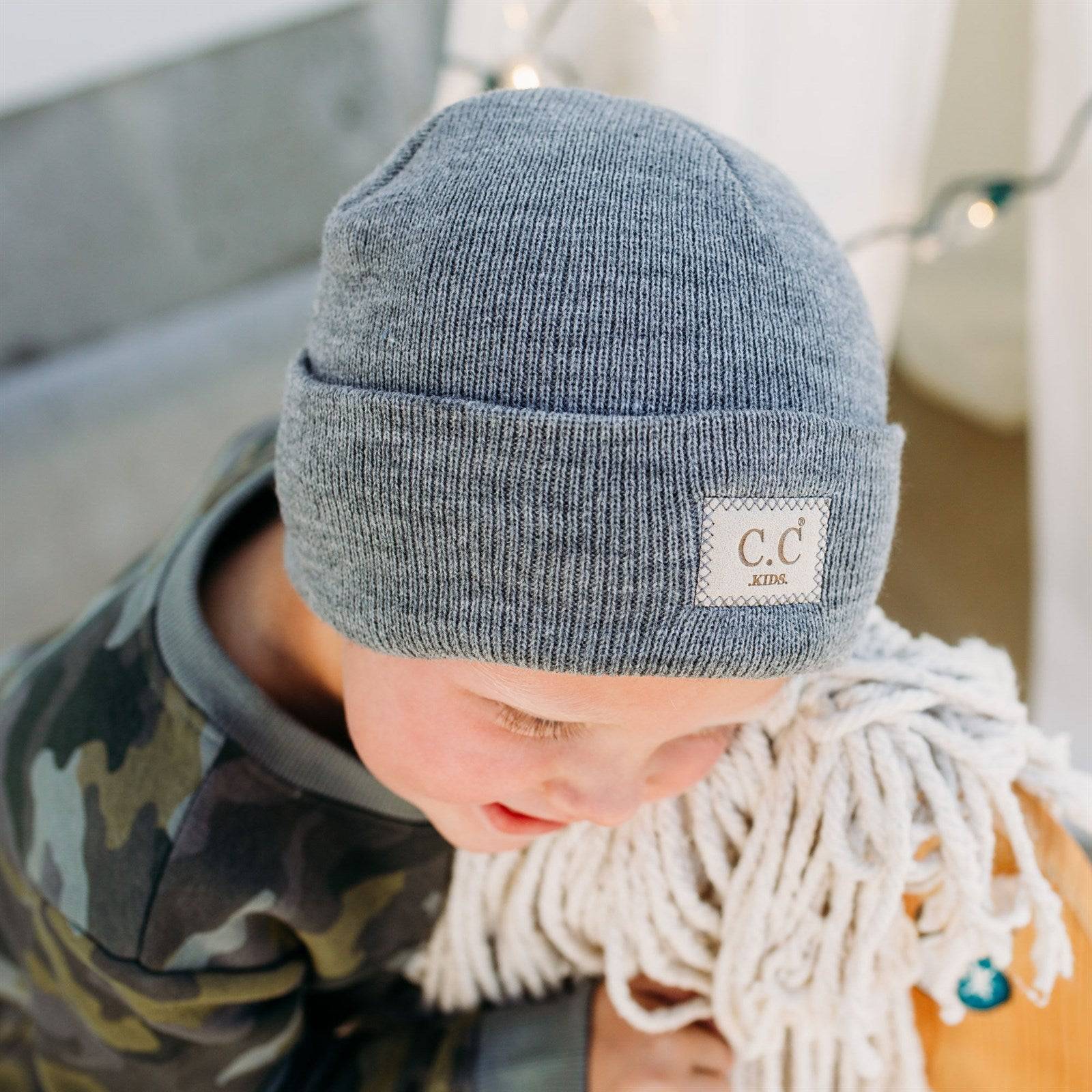 CC Baby Classic Unisex Ribbed Beanie Hats in various colors, showcasing the ribbed texture and C.C branding.