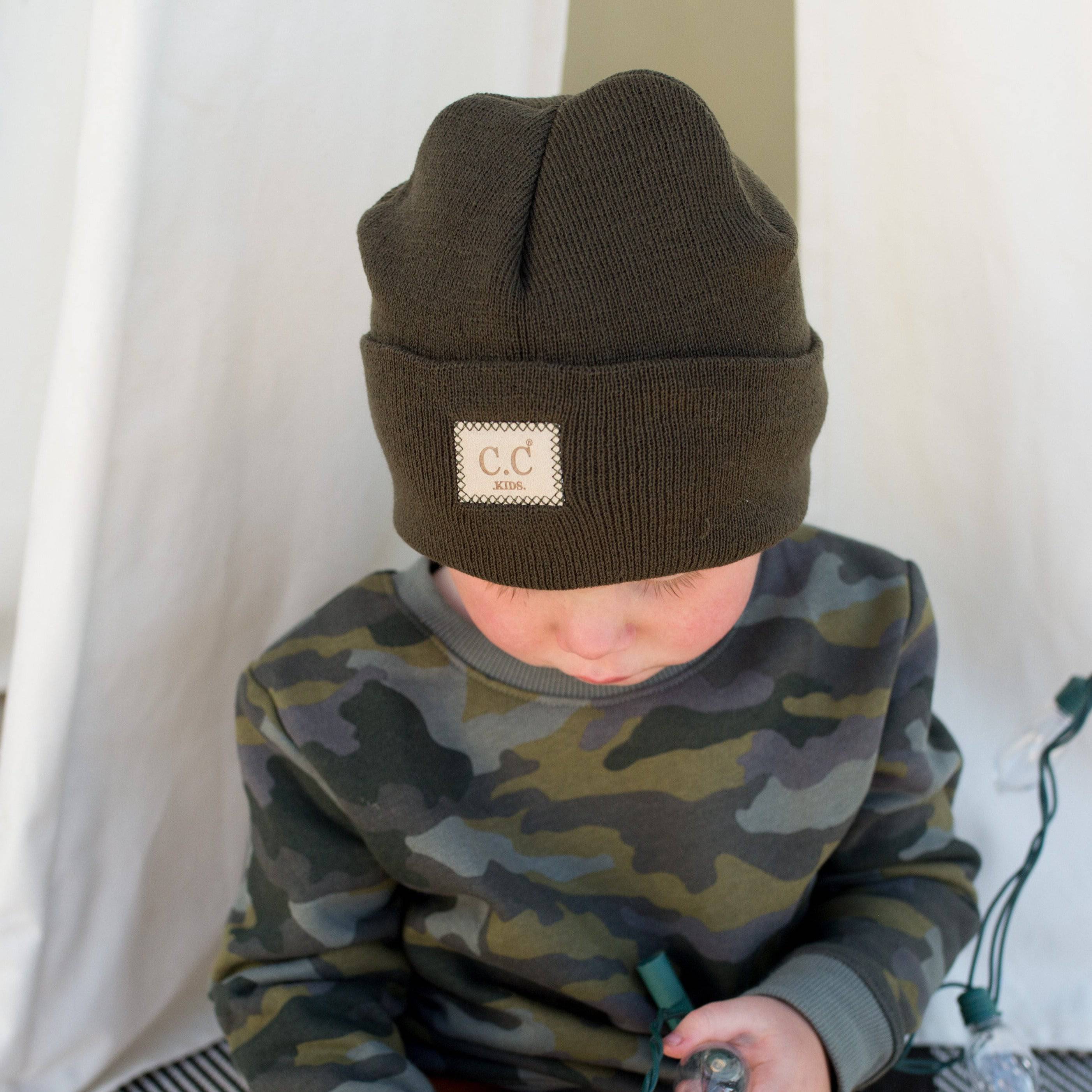 CC Baby Classic Unisex Ribbed Beanie Hats in various colors, showcasing the ribbed texture and C.C branding.