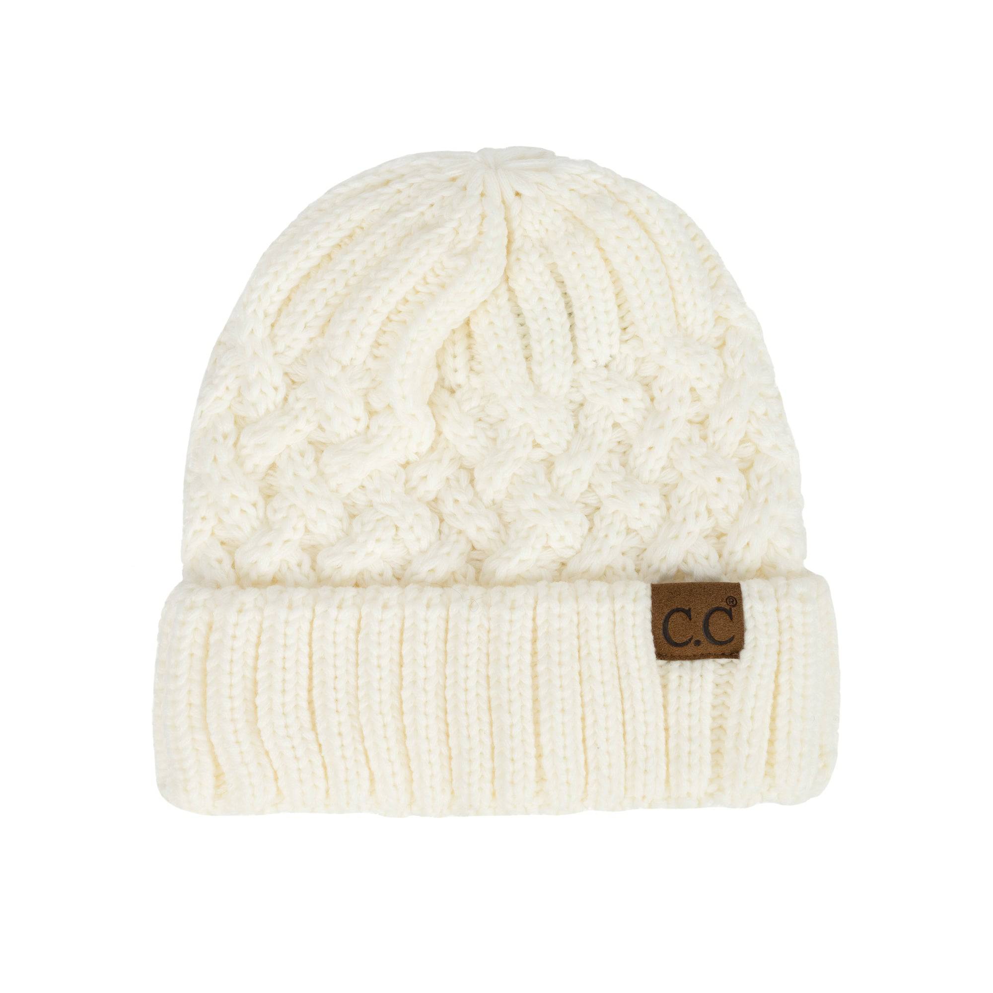 CC Beanie Lattice Pattern in a stylish design, showcasing its unique lattice texture and folded band.