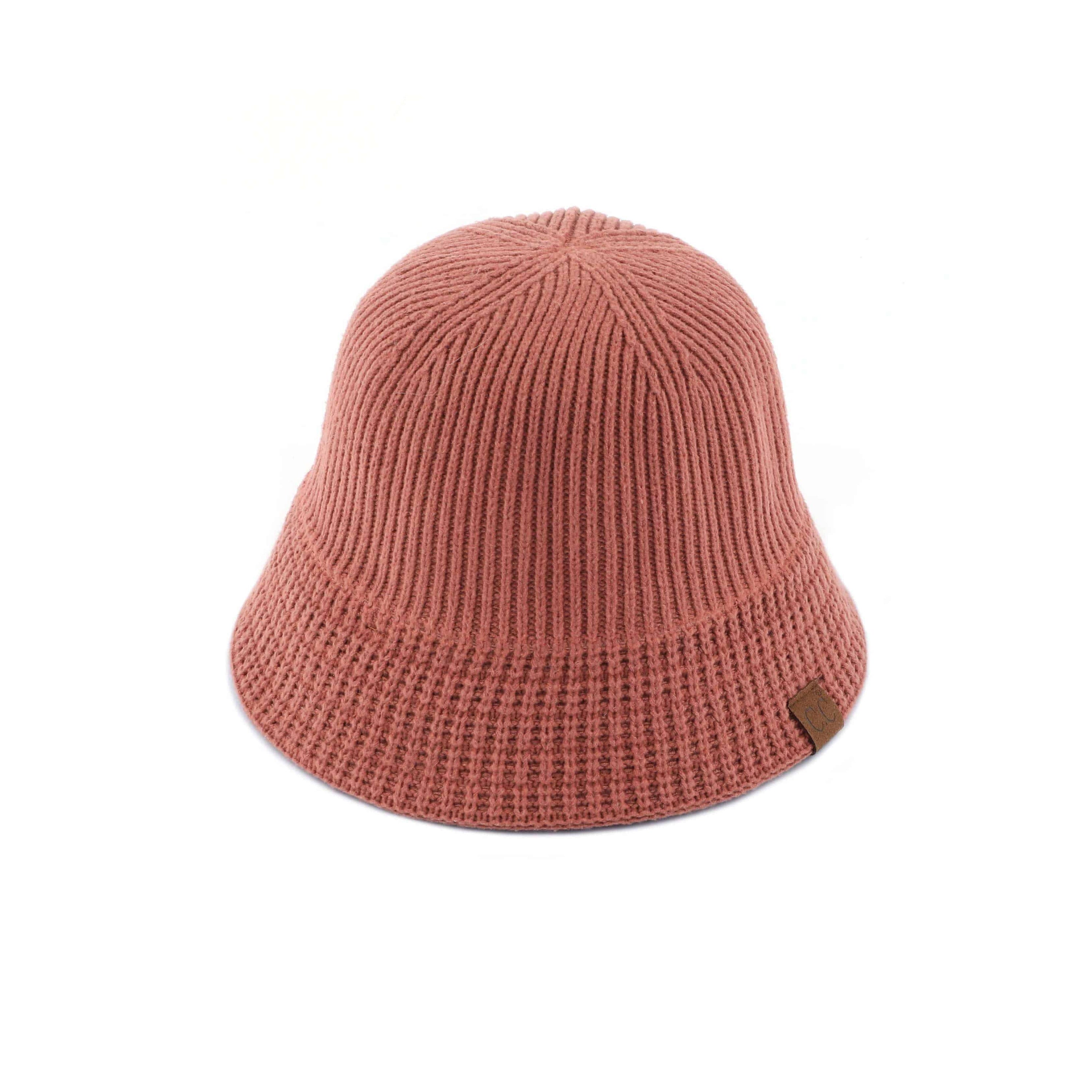 CC Beanie Ribbed Knit Adjustable Bucket Hat in stylish ribbed design, perfect for outdoor activities and sun protection.