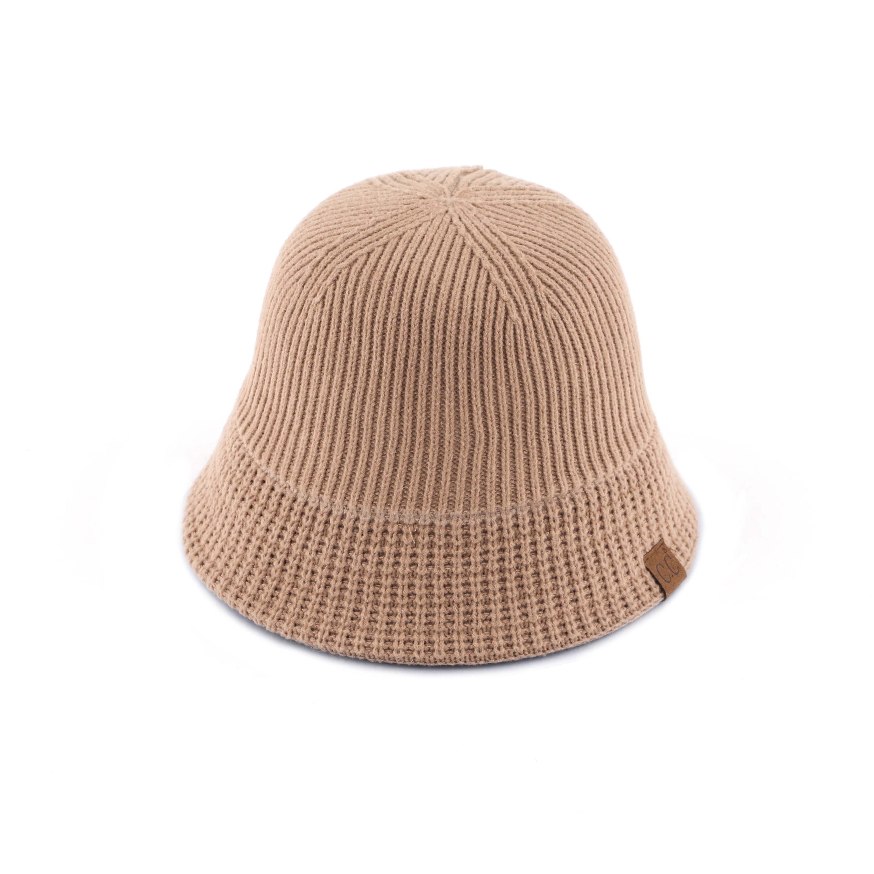 CC Beanie Ribbed Knit Adjustable Bucket Hat in stylish ribbed design, perfect for outdoor activities and sun protection.