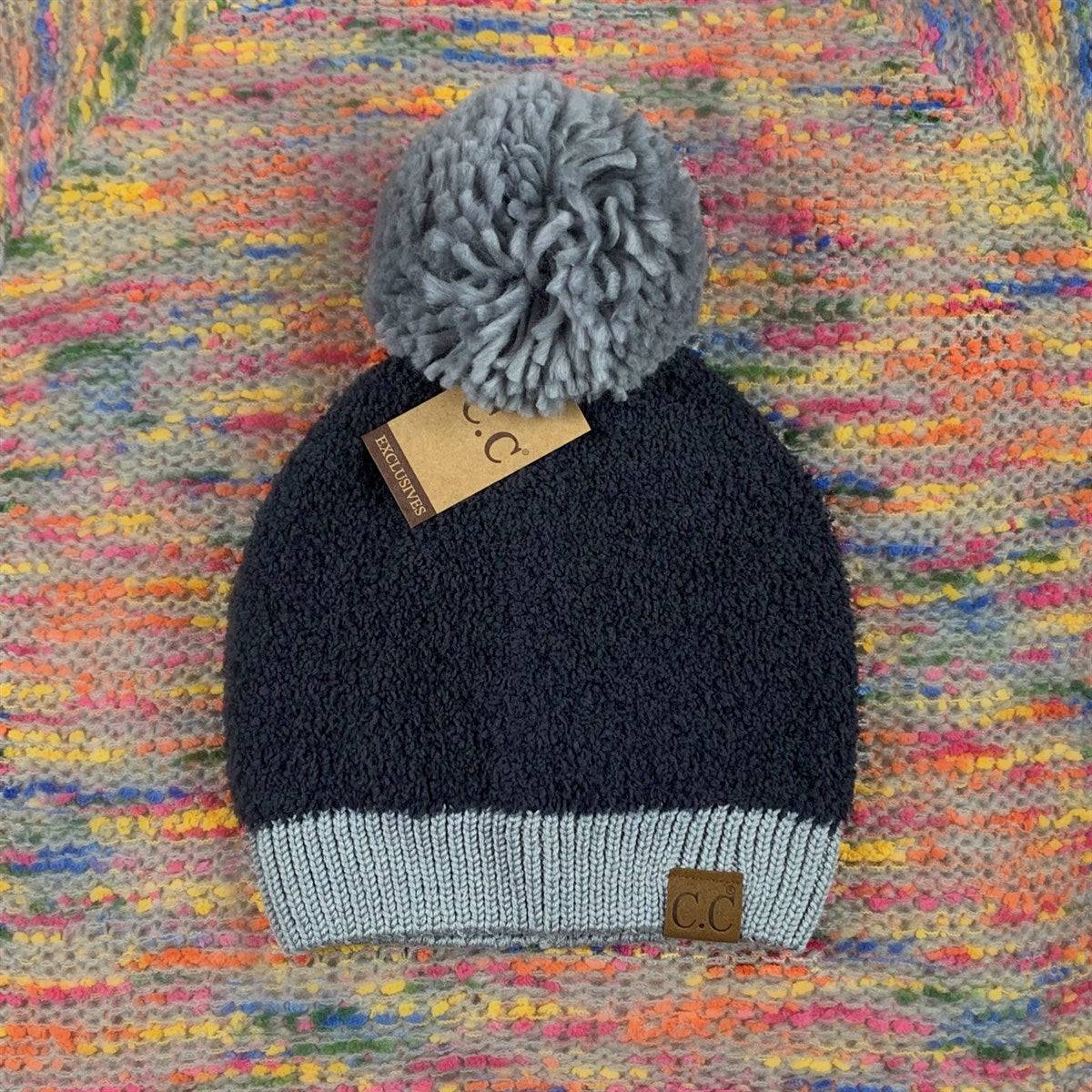 CC Beanie in Spot-On Neon color with a soft yarn pom, showcasing vibrant colors and authentic C.C. branding.