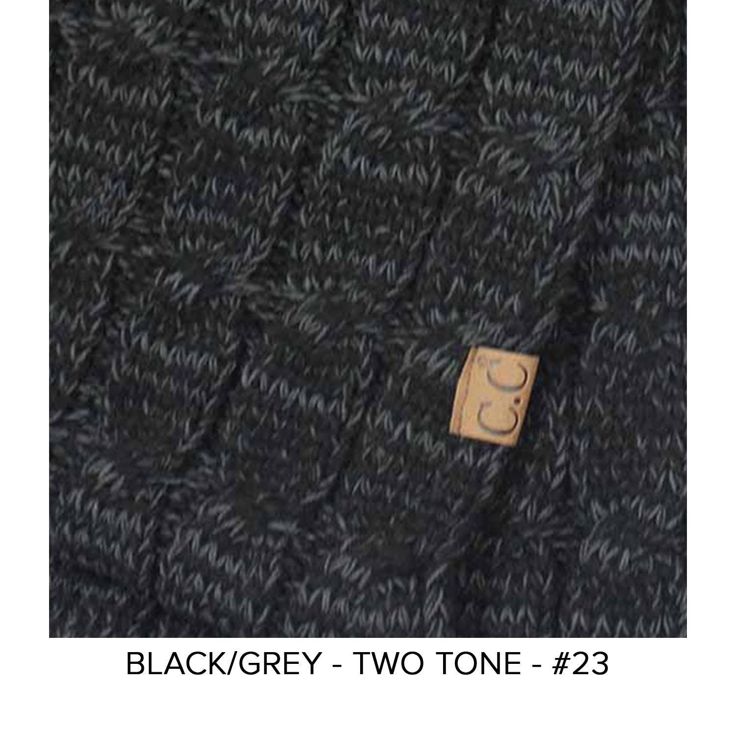 CC Brand Multi-Toned Touchscreen Tech Phone Gloves in various colors, showcasing a stylish cable knit design suitable for winter.