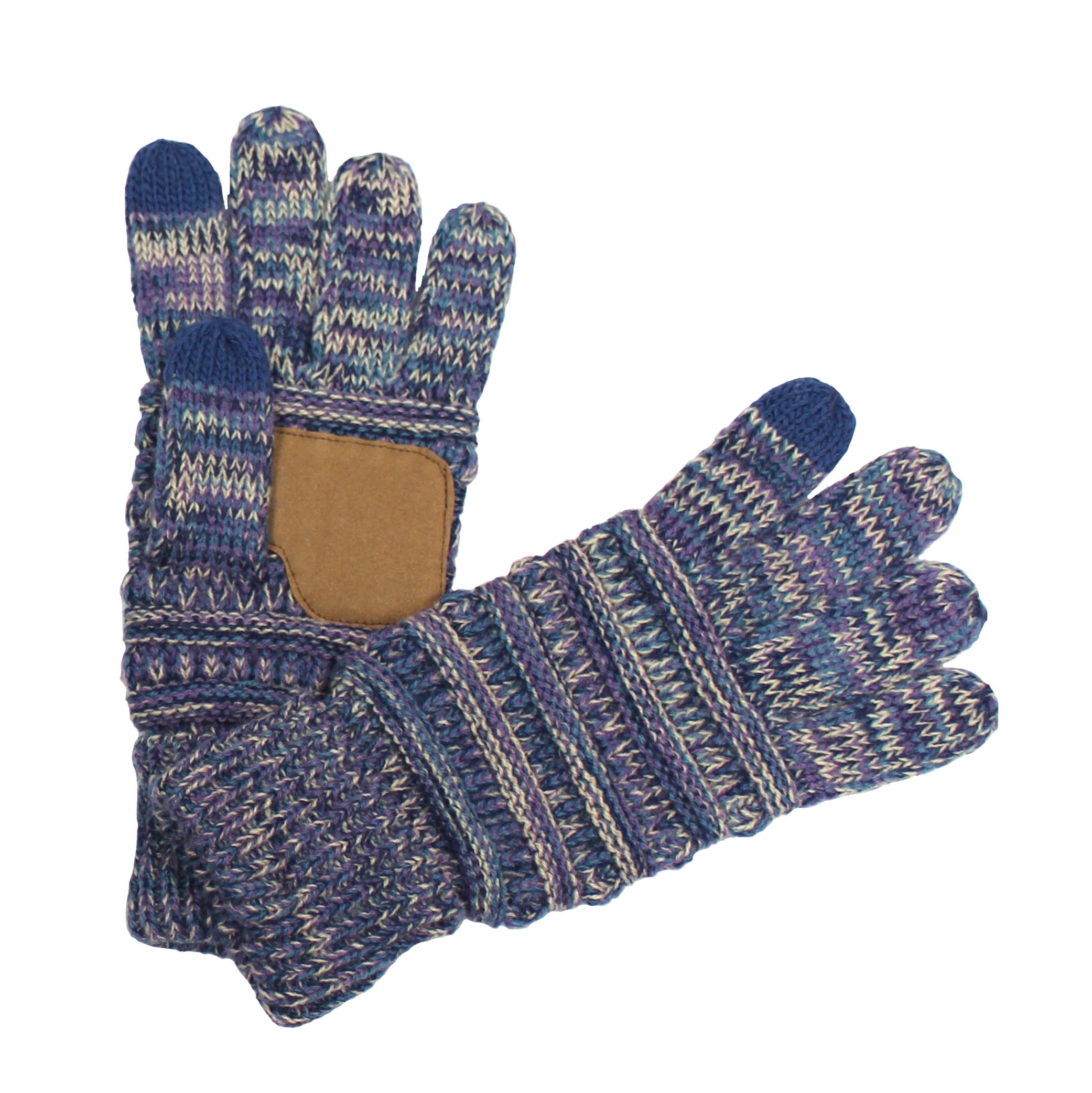 CC Brand Multi-Toned Touchscreen Tech Phone Gloves in various colors, showcasing a stylish cable knit design suitable for winter.