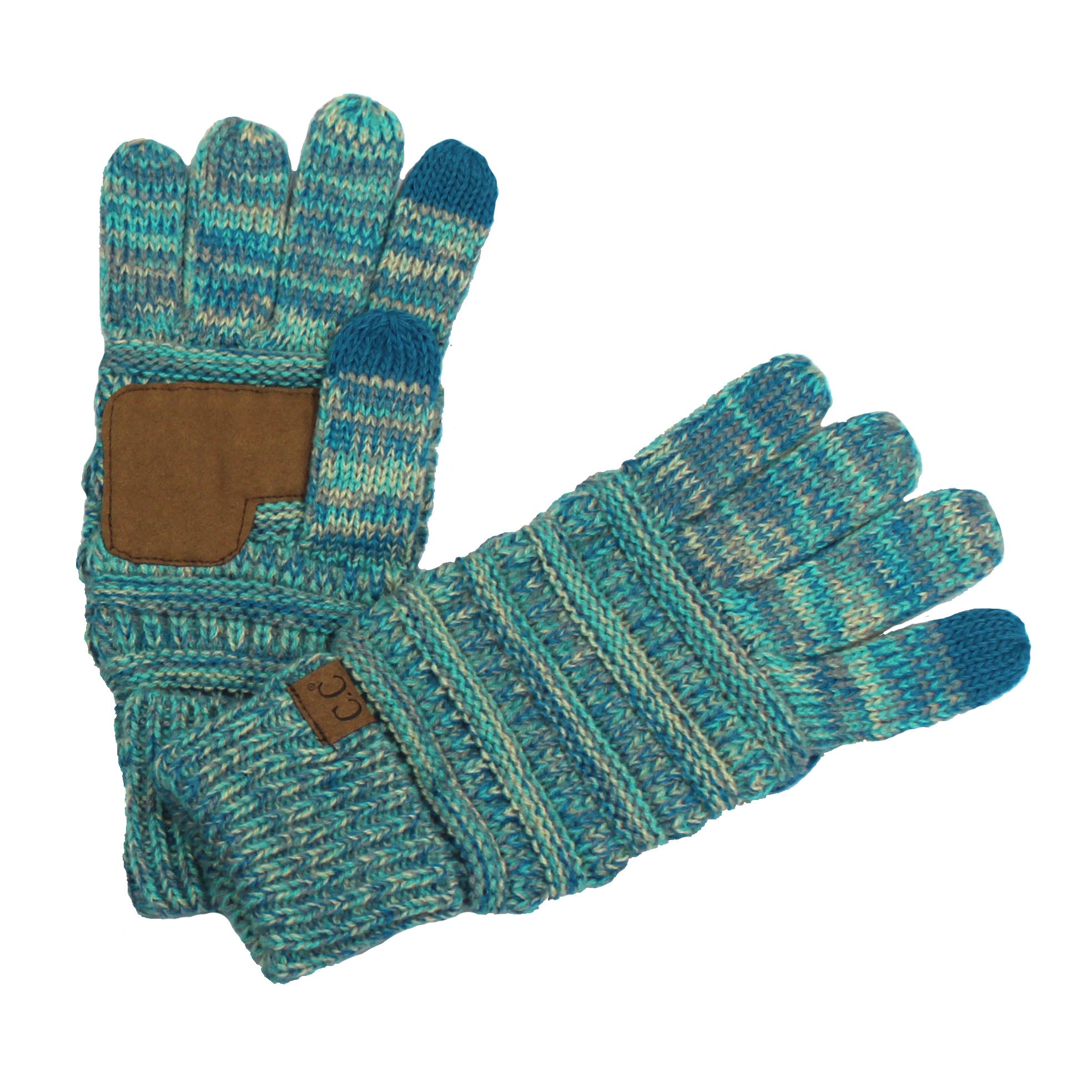 CC Brand Multi-Toned Touchscreen Tech Phone Gloves in various colors, showcasing a stylish cable knit design suitable for winter.