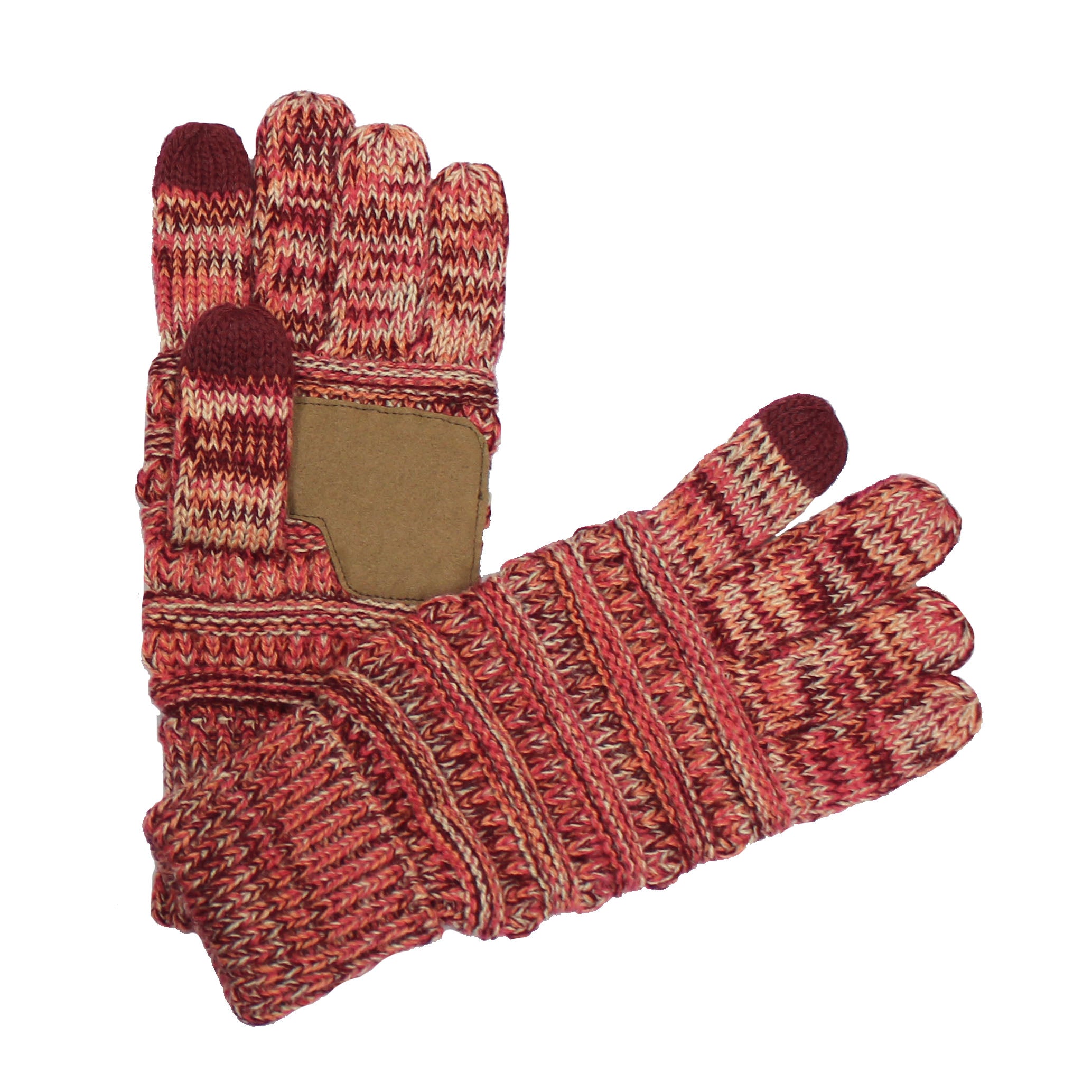CC Brand Multi-Toned Touchscreen Tech Phone Gloves in various colors, showcasing a stylish cable knit design suitable for winter.