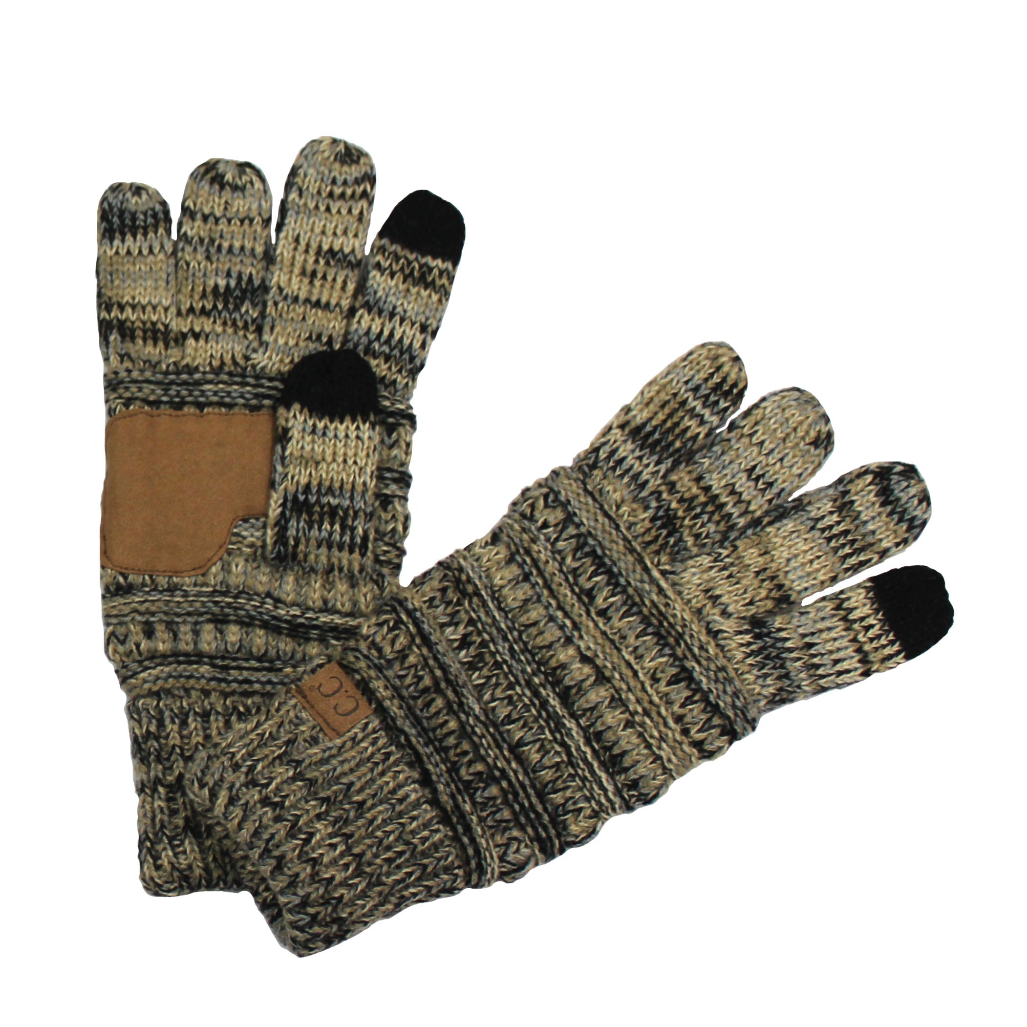 CC Brand Multi-Toned Touchscreen Tech Phone Gloves in various colors, showcasing a stylish cable knit design suitable for winter.