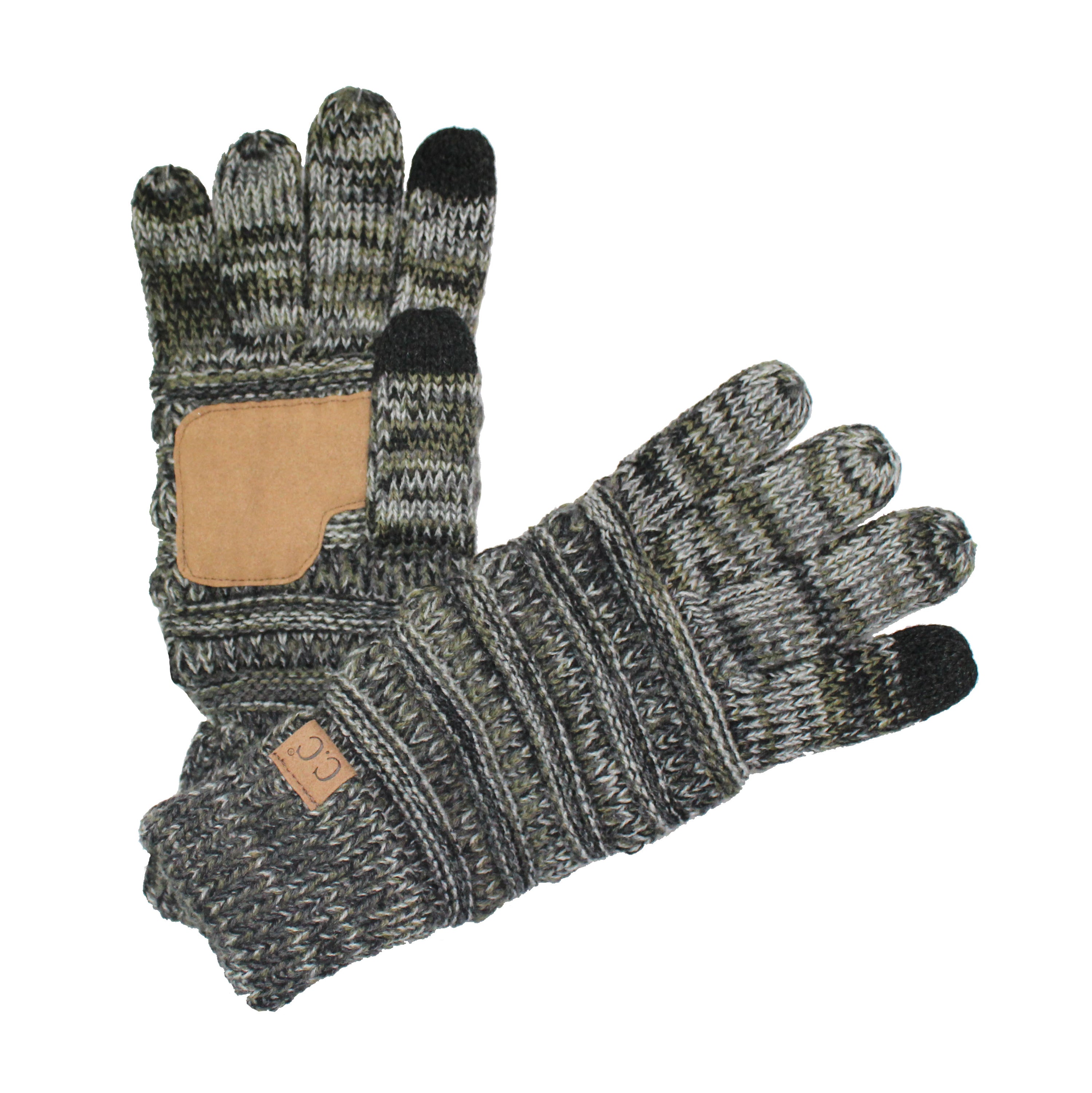 CC Brand Multi-Toned Touchscreen Tech Phone Gloves in various colors, showcasing a stylish cable knit design suitable for winter.