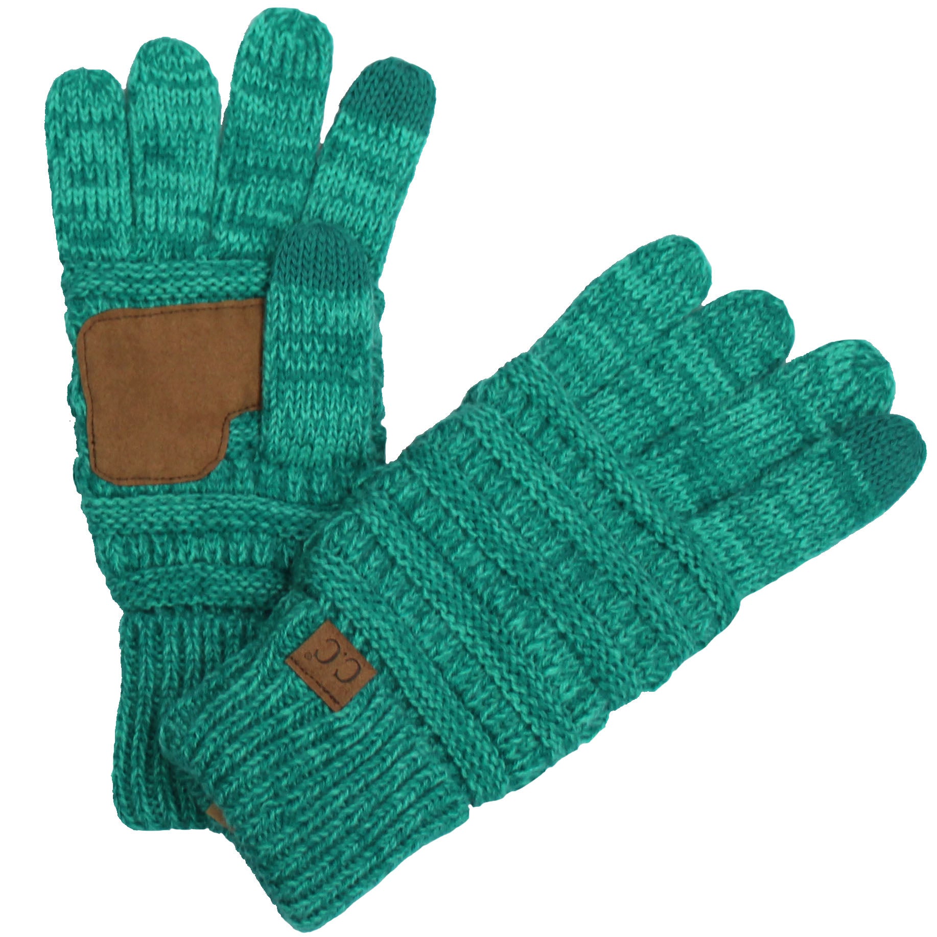 CC Brand Multi-Toned Touchscreen Tech Phone Gloves in various colors, showcasing a stylish cable knit design suitable for winter.