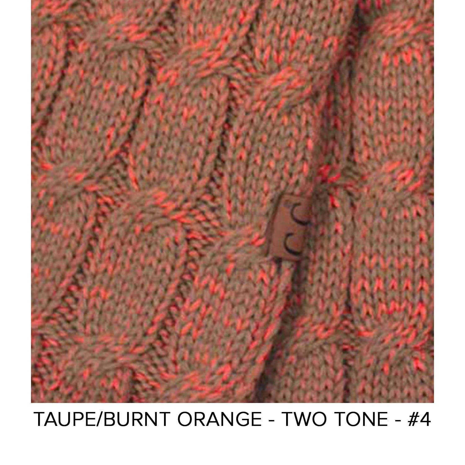 CC Brand Multi-Toned Touchscreen Tech Phone Gloves in various colors, showcasing a stylish cable knit design suitable for winter.