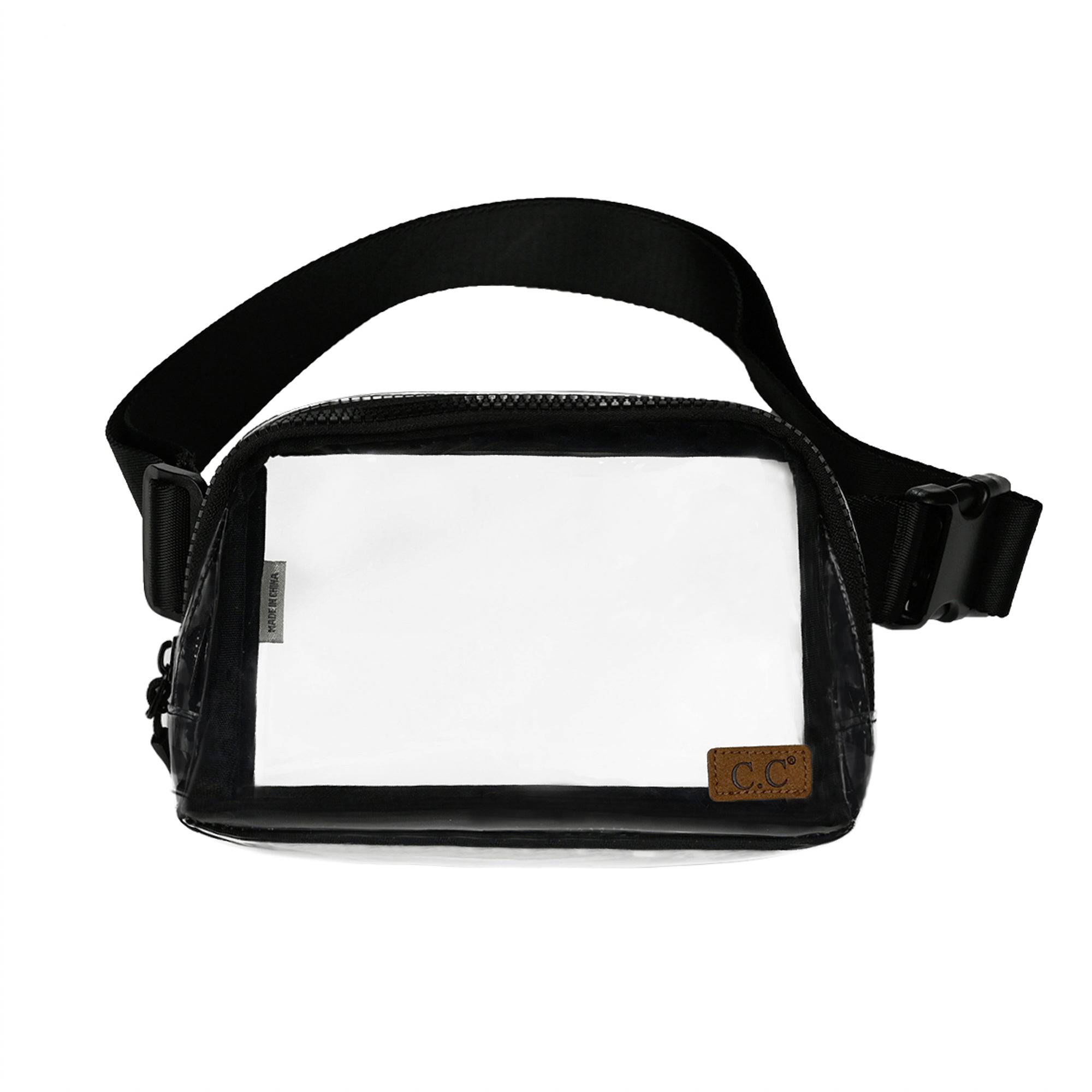 CC Clear Coliseum Belt Bag Fanny Pack featuring authentic C.C® branding, clear TPU material, and adjustable strap for comfort.