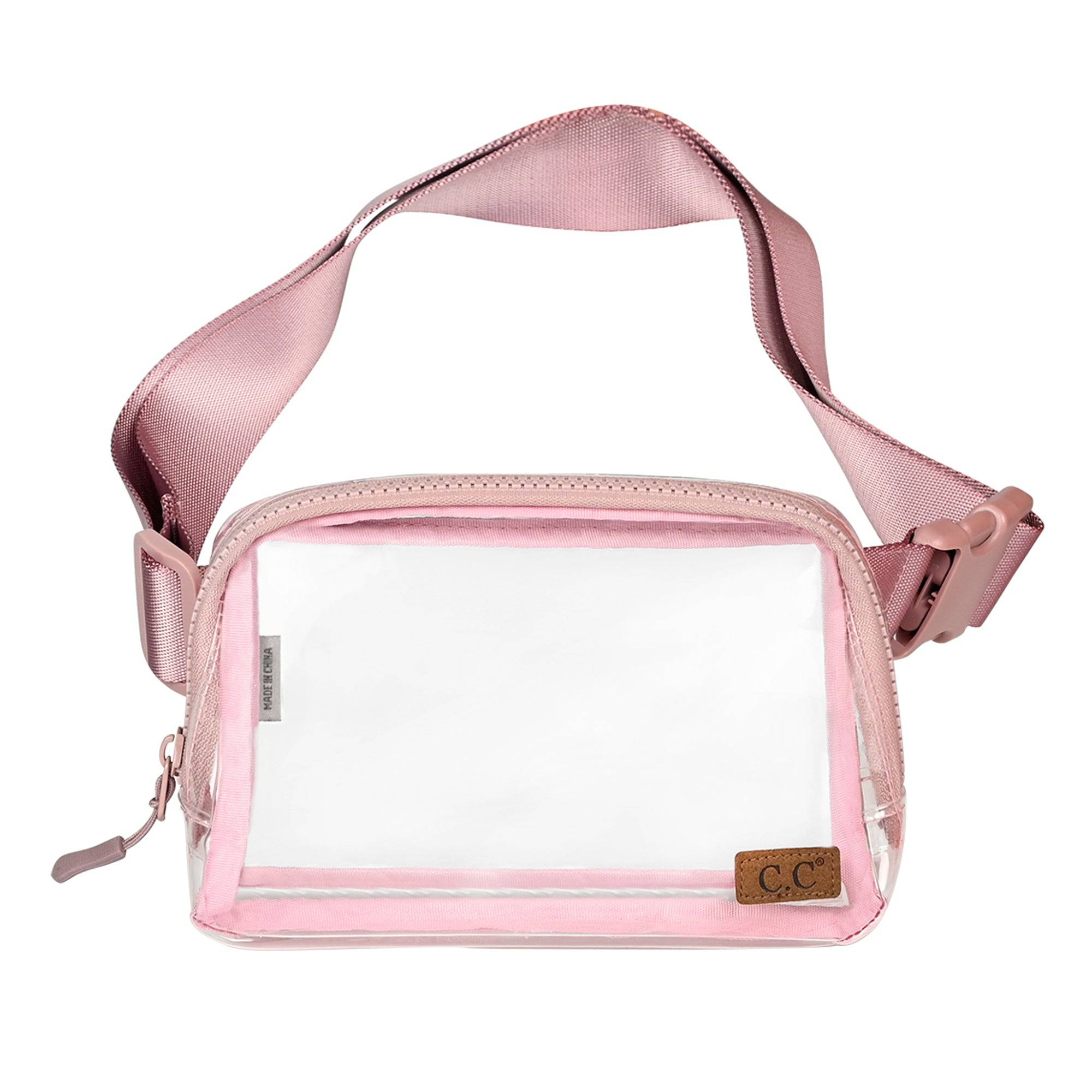 CC Clear Coliseum Belt Bag Fanny Pack featuring authentic C.C® branding, clear TPU material, and adjustable strap for comfort.