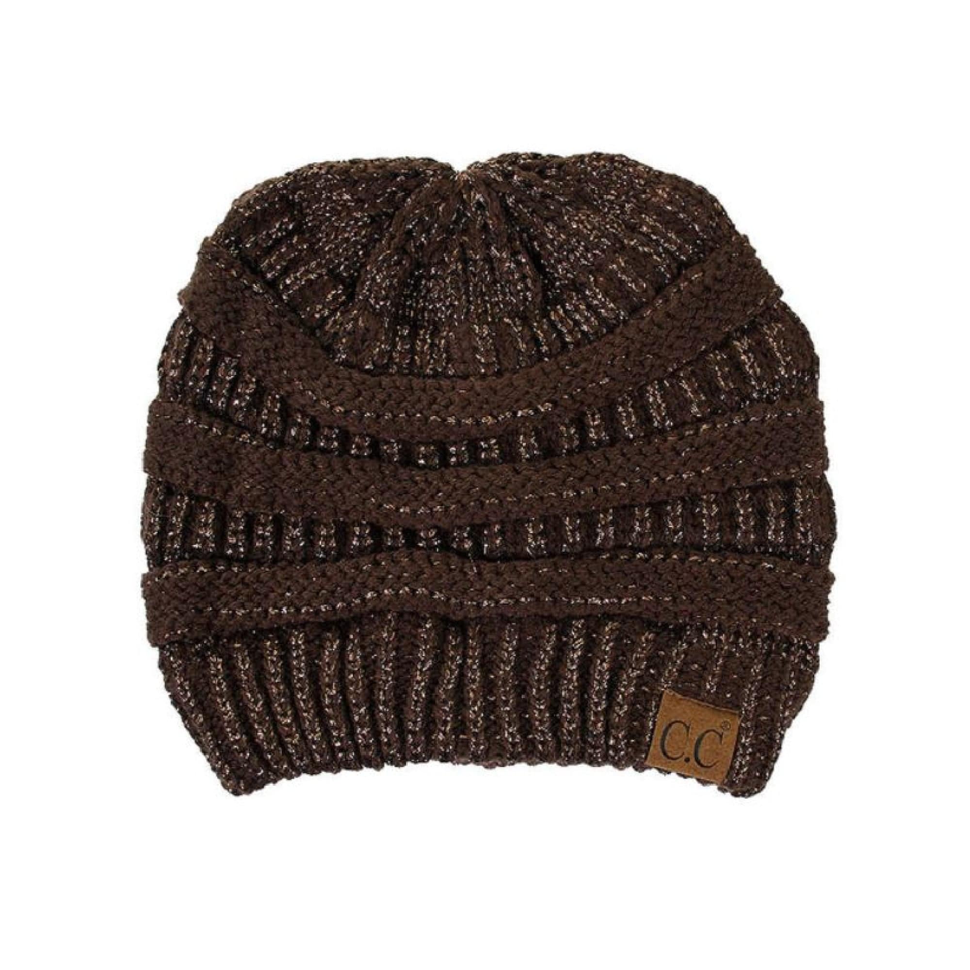 CC Cozy Metallic Cable Knit Skully Beanie in various trending colors with a stylish cable knit pattern and metallic accents.