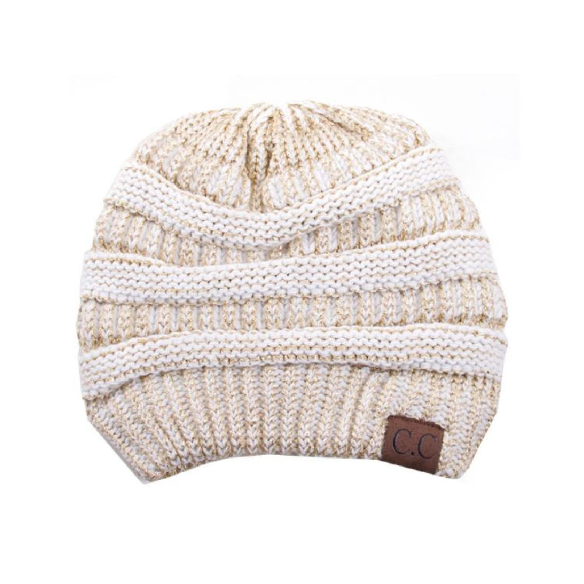 CC Cozy Metallic Cable Knit Skully Beanie in various trending colors with a stylish cable knit pattern and metallic accents.
