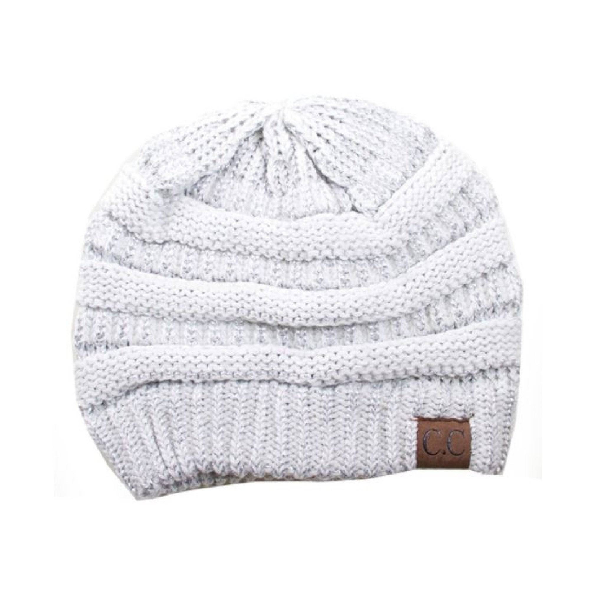 CC Cozy Metallic Cable Knit Skully Beanie in various trending colors with a stylish cable knit pattern and metallic accents.